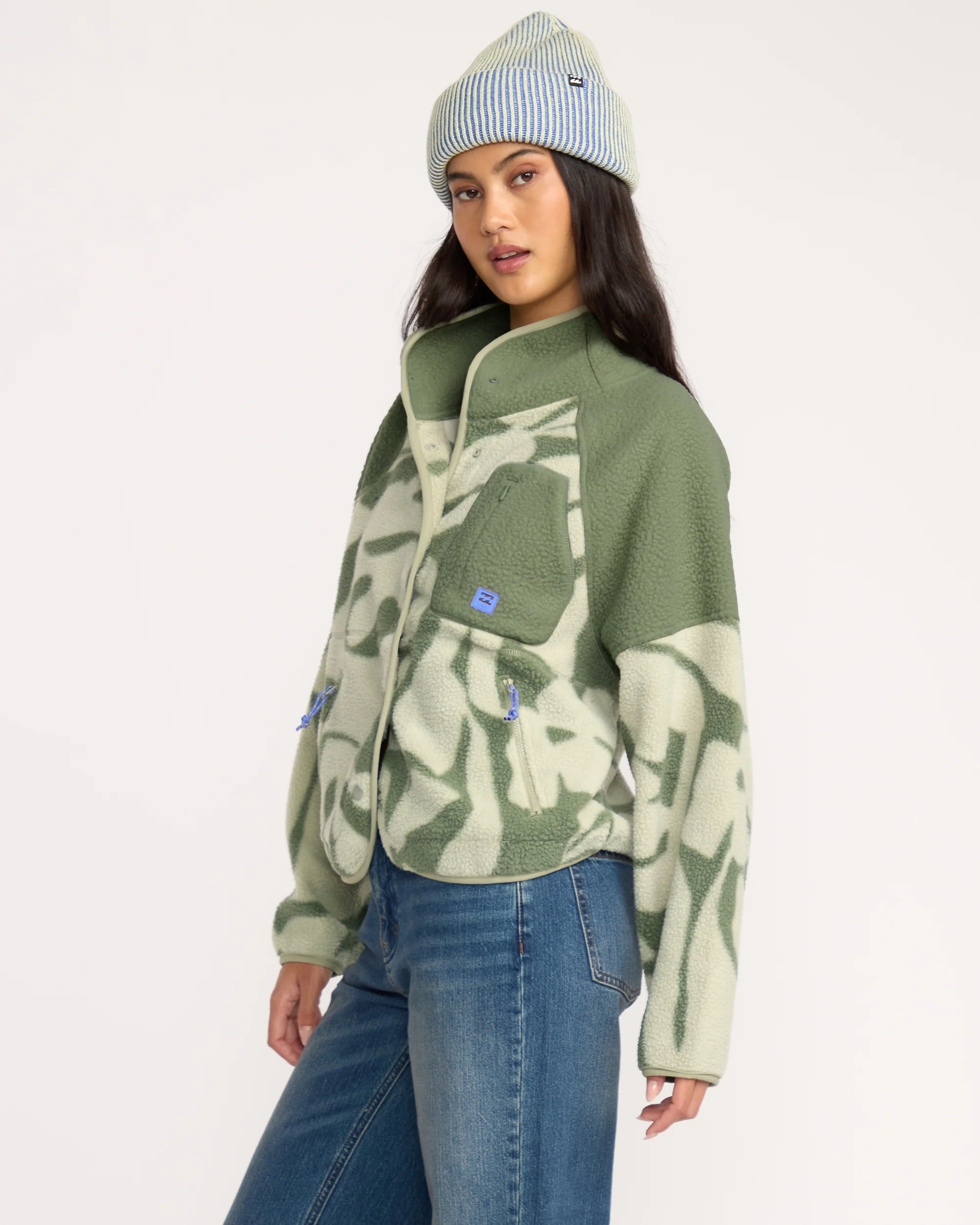 A/Div Popoyo Snap Up Sherpa Fleece Jacket - Seagrass - Image 3