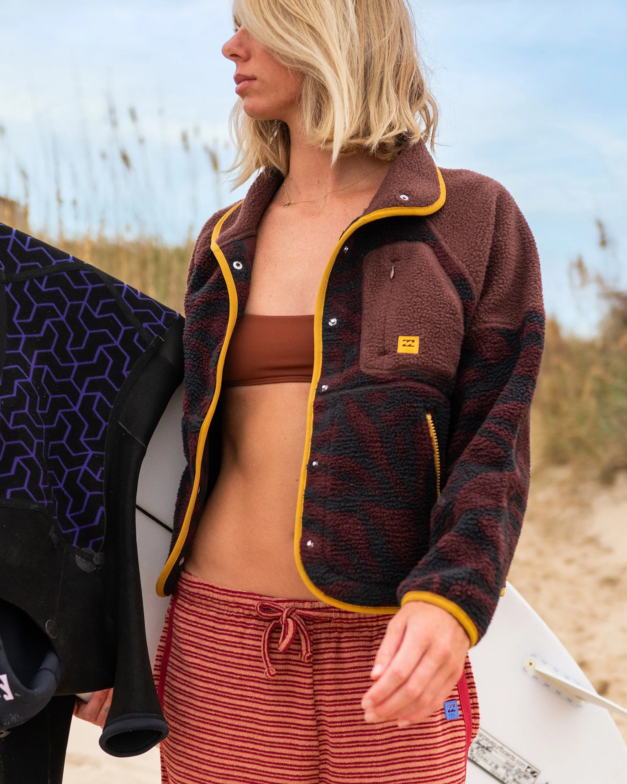 A/Div Popoyo Snap Up Sherpa Fleece Jacket - Teak - Image 2