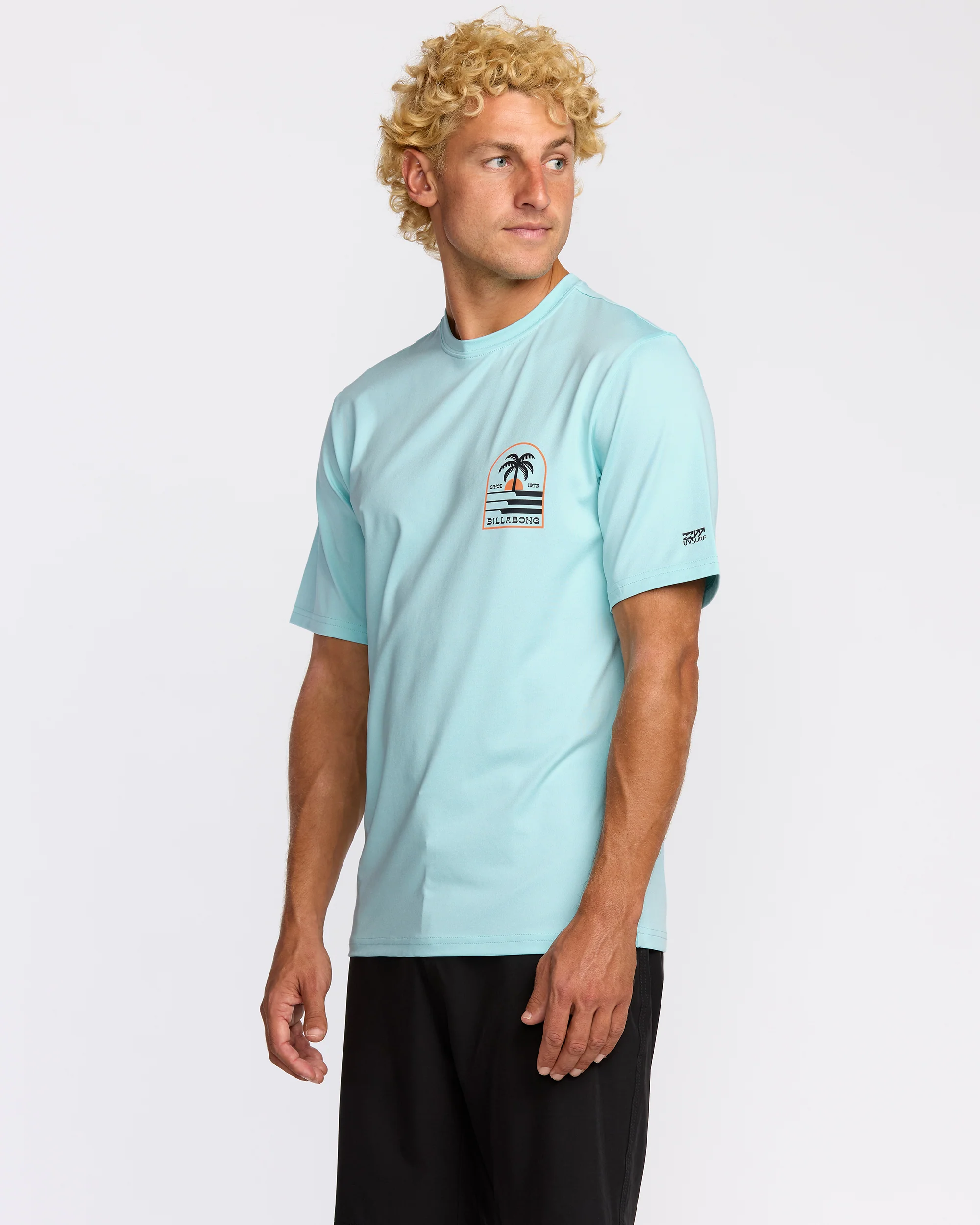 Portal Loose Fit Short Sleeve Surf Short Sleeve T-Shirt - Light Blue Heather - Image 3