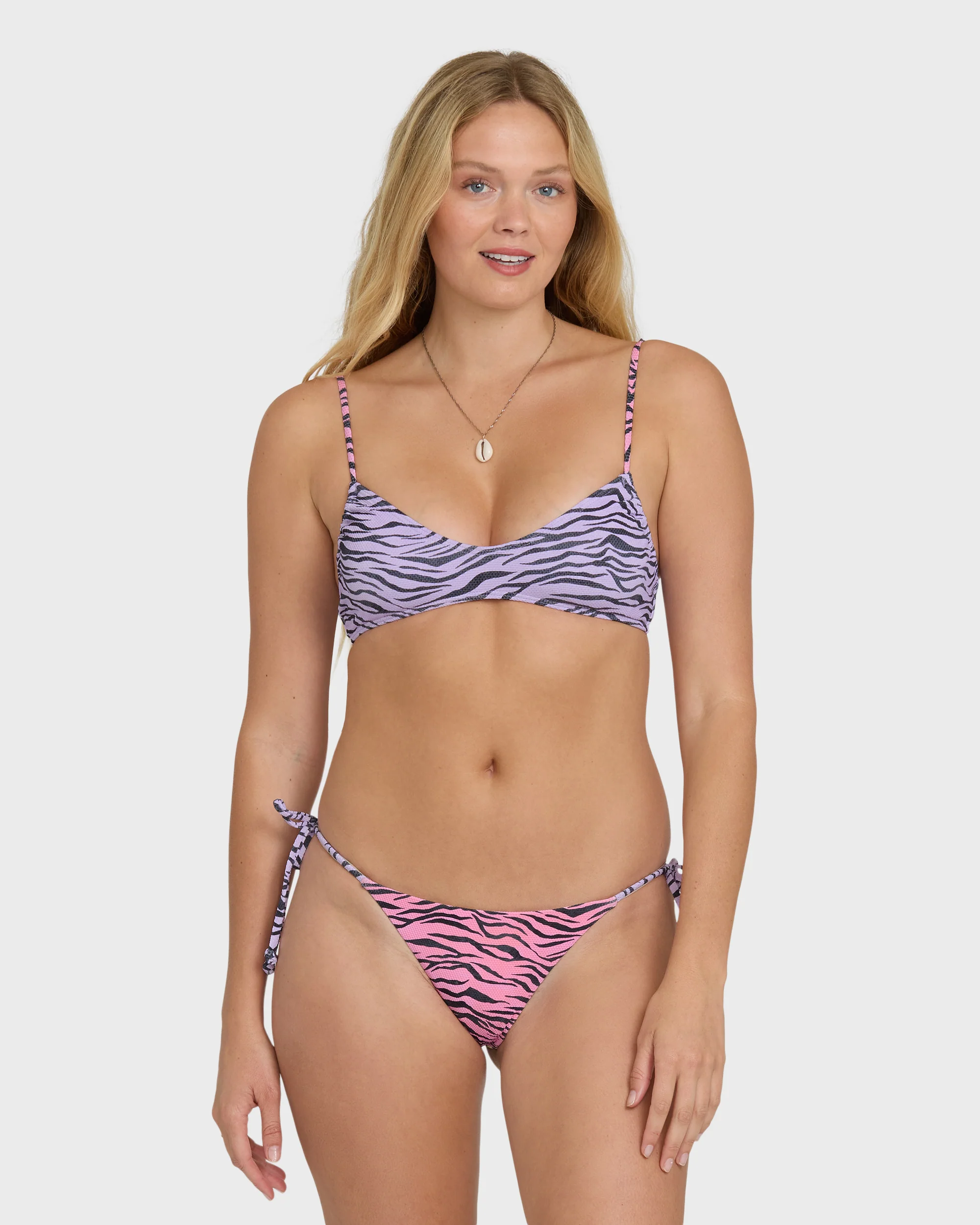 Pretty Wild Tie-Side Tanga Bikini Bottoms - Pink Sunset - Image 2