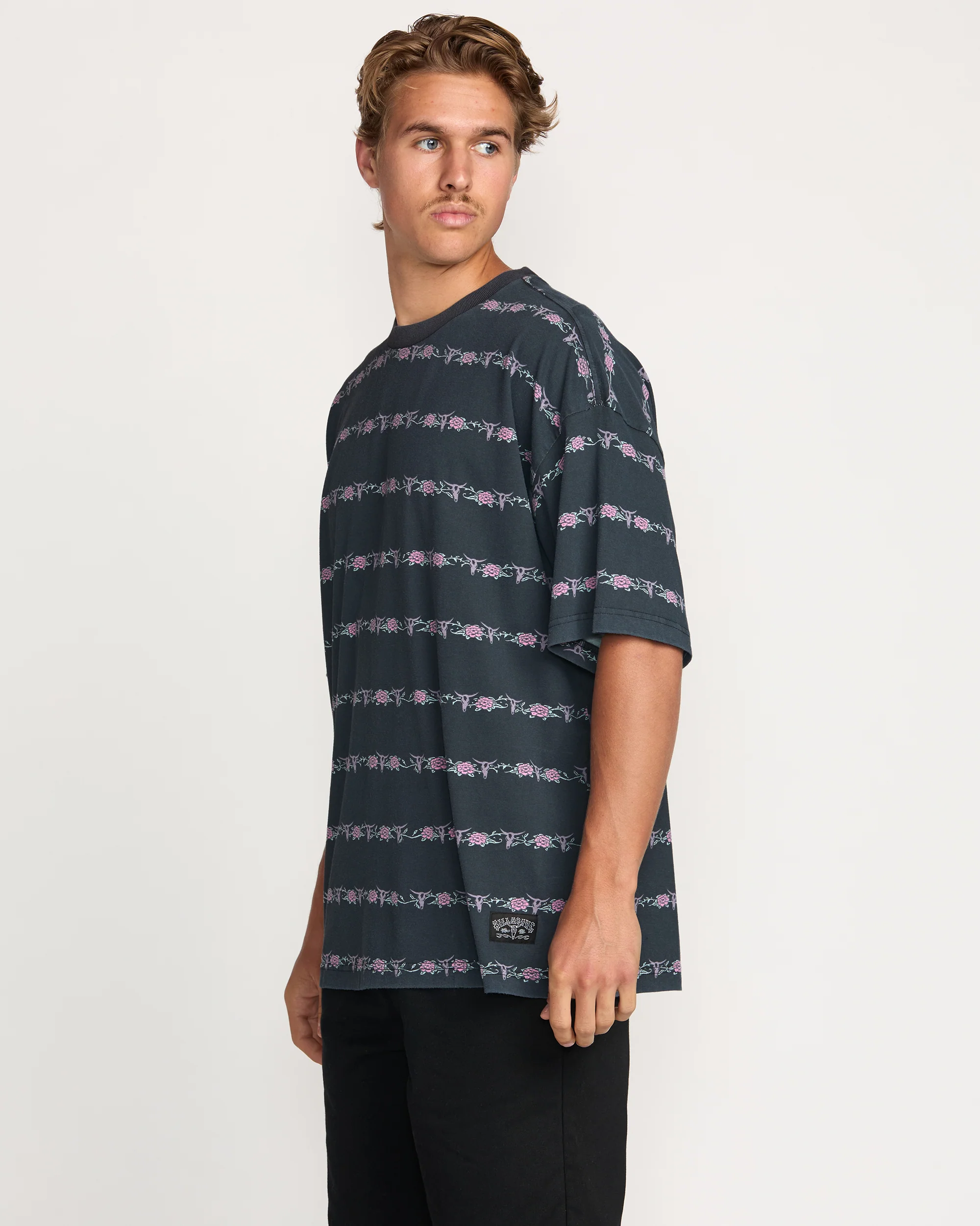 Raging Bull Stripe Tee - Washed Black - Image 4