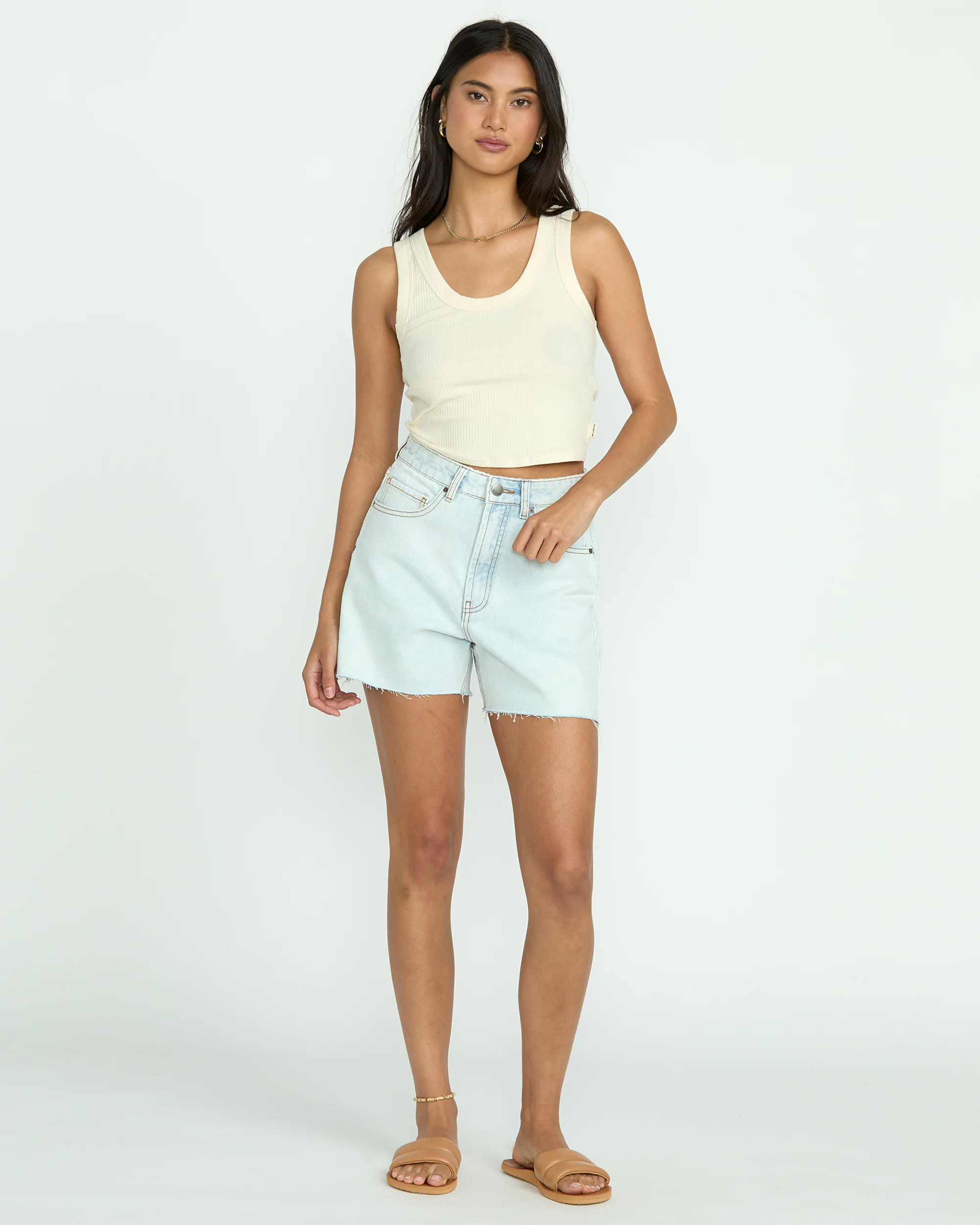Riley Cut-Off Denim Shorts - Acid Wash - Image 3