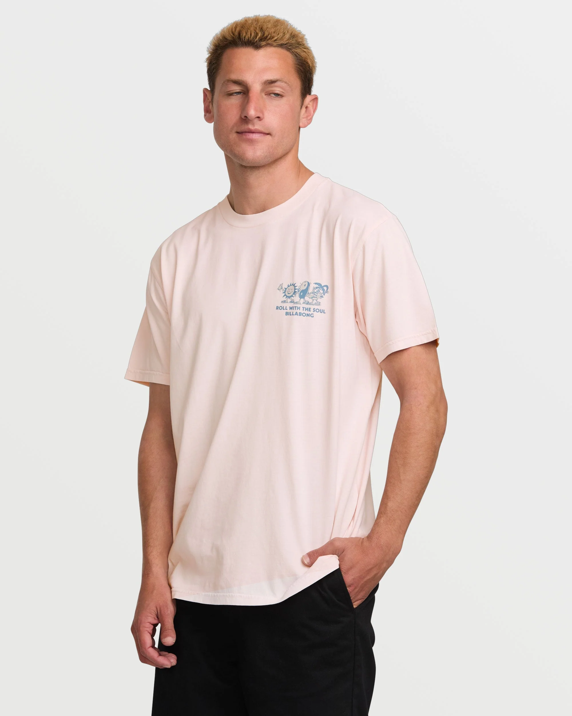 Roll Premium Wave Wash Short Sleeve Tee - Light Pink - Image 3