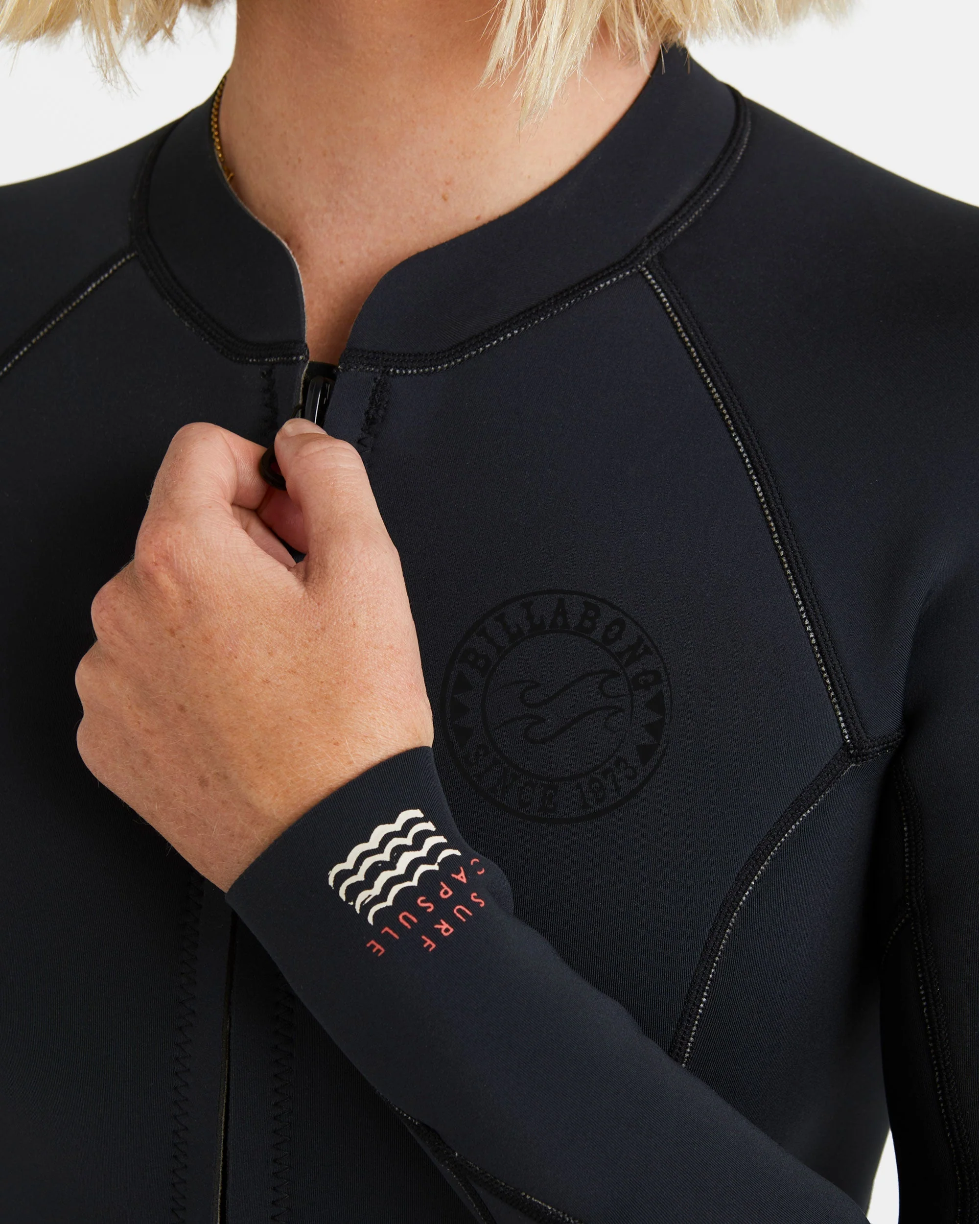 Salty Dayz Natural Flatlock Long Sleeve Springsuit - Black - Image 5