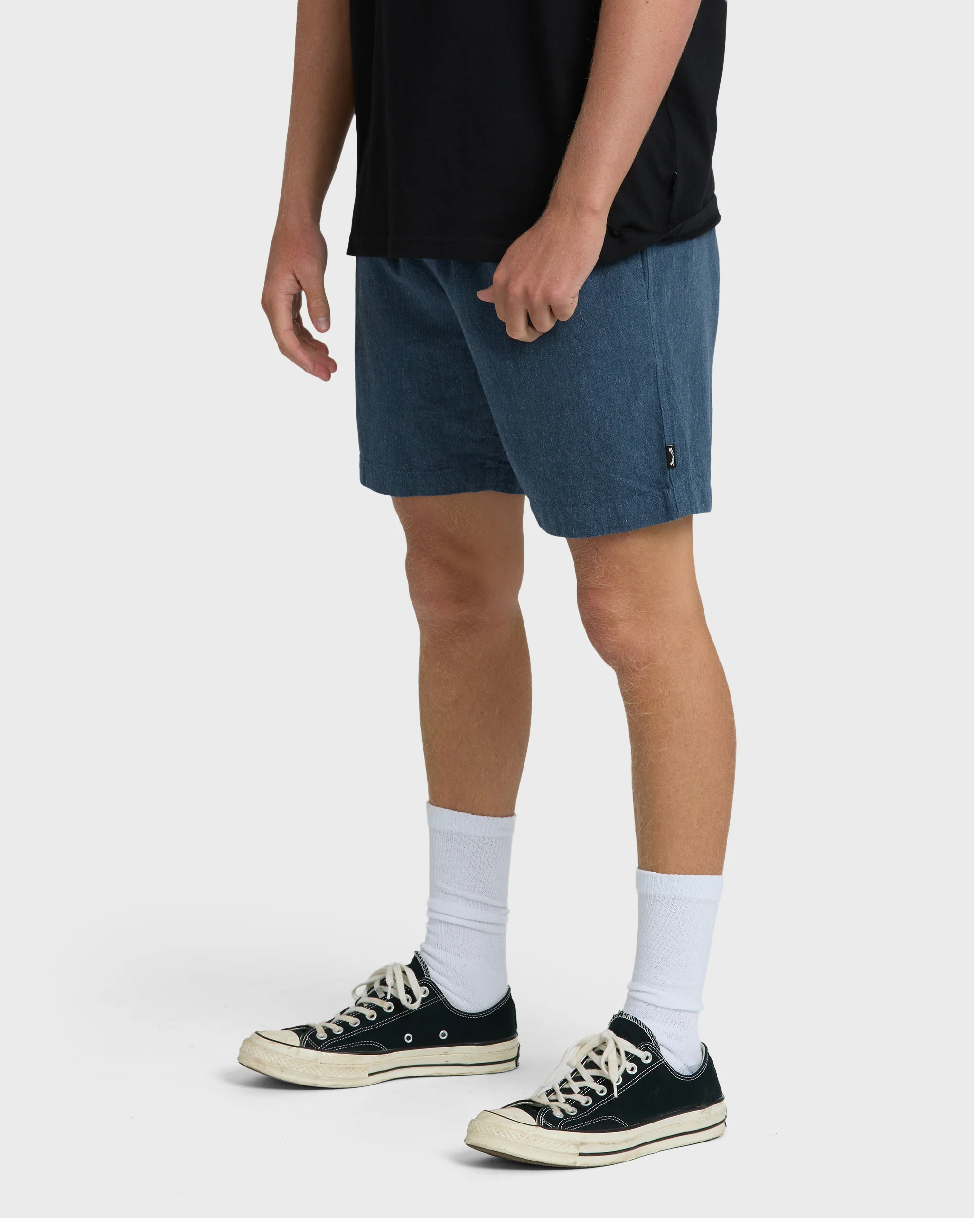 San O Layback 16" Linen Shorts - Blue Heather - Image 3