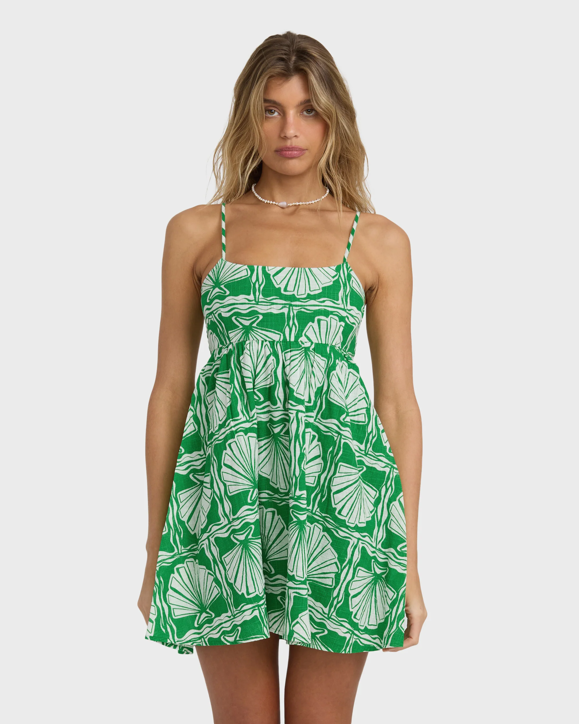 Sea Shell Mini Dress - Kelly Green - Image 3