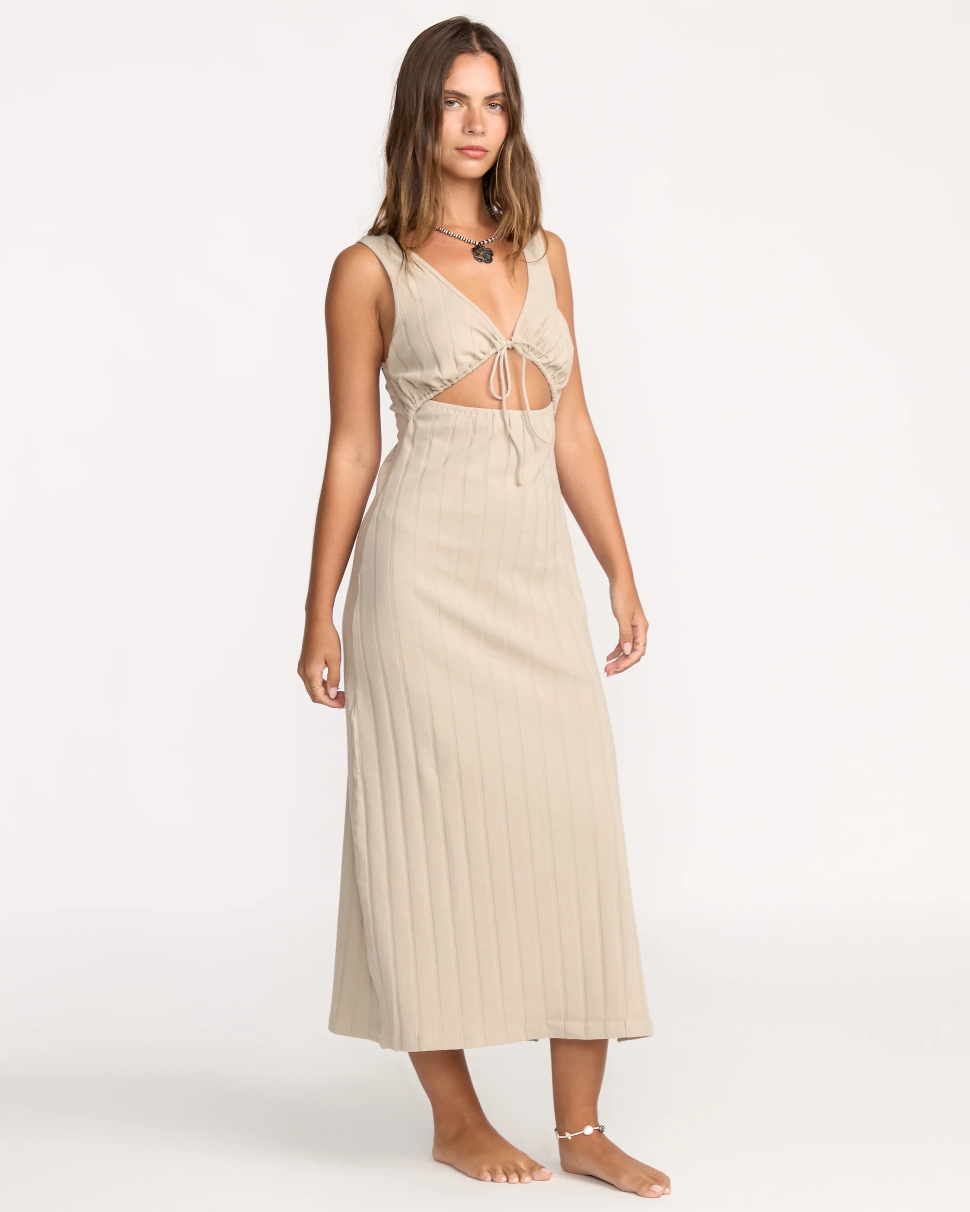 Slides Midi Knit Dress - Cobblestone - Image 4