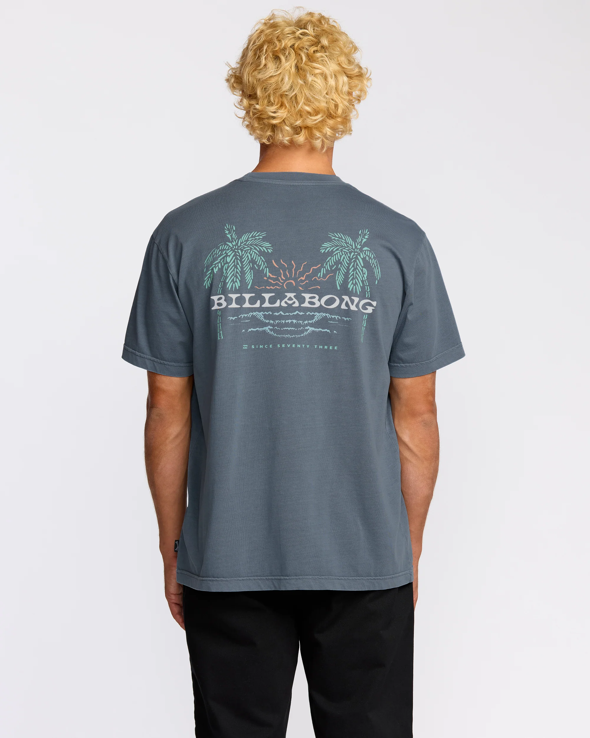 Social Lounge Premium Wave Wash Short Sleeve T-Shirt - Steel Blue - Image 2