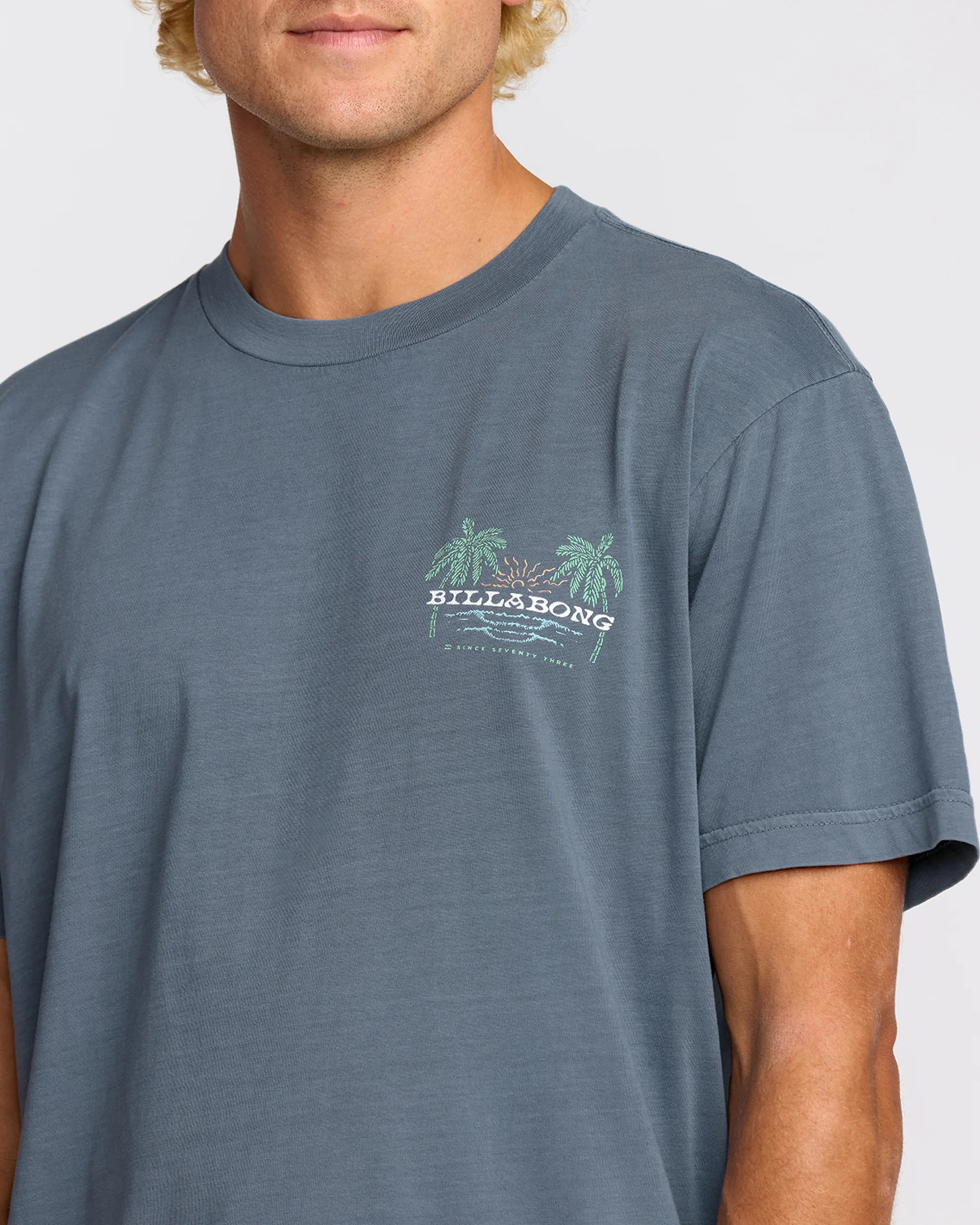 Social Lounge Premium Wave Wash Short Sleeve T-Shirt - Steel Blue - Image 5