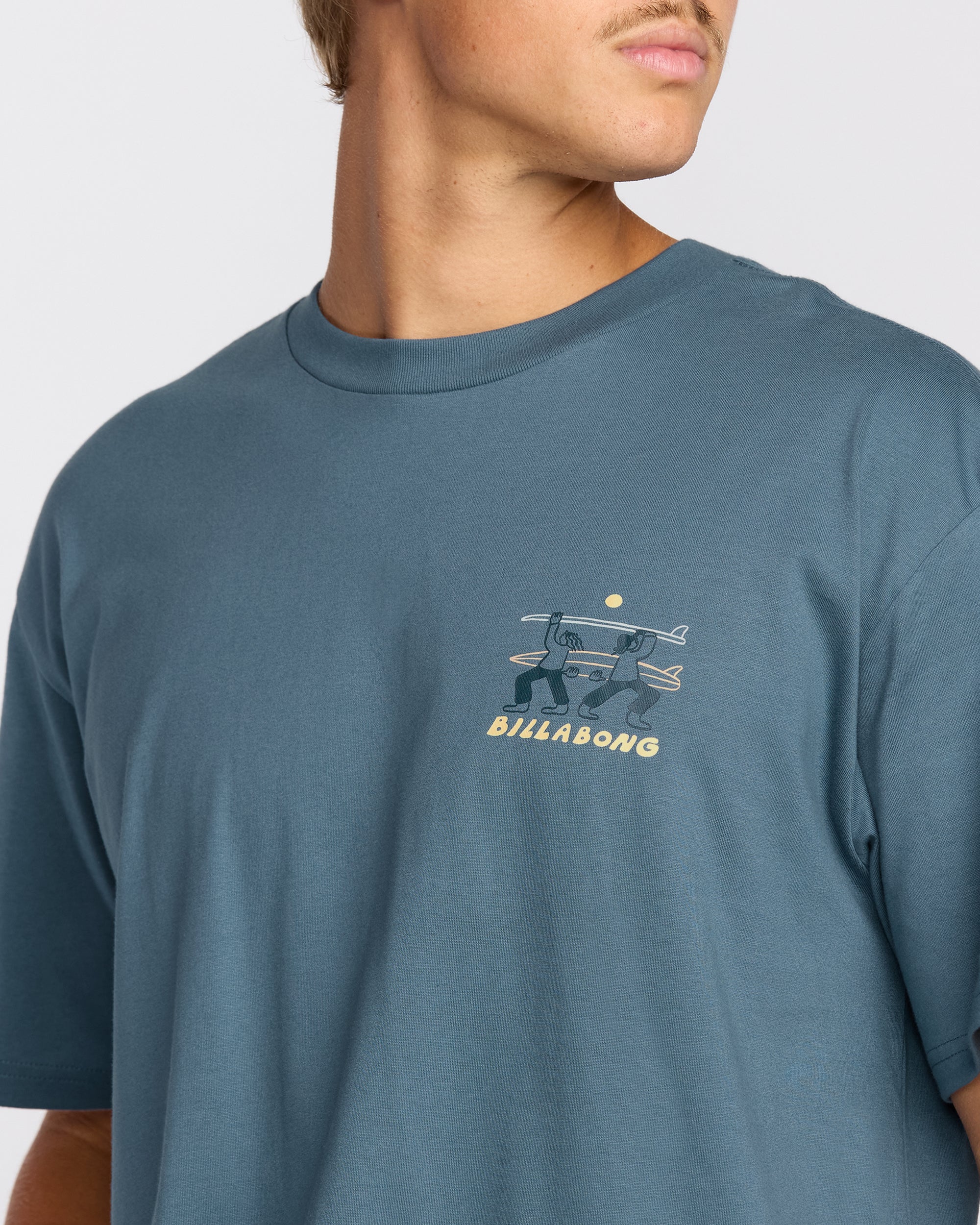 Split The Peak Regular Short Sleeve T-Shirt - Steel Blue - Image 3