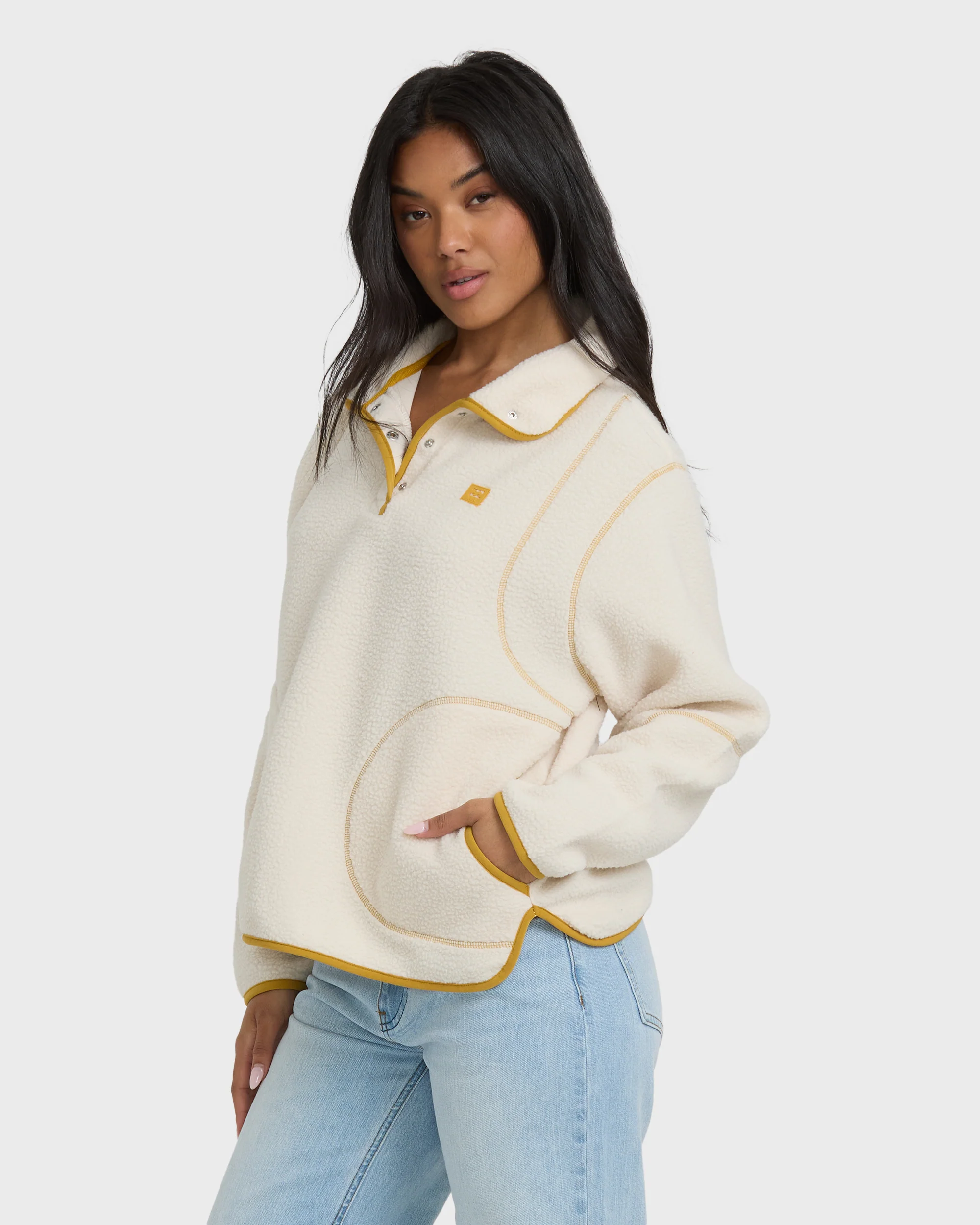 Streamer Half Snap Sherpa Fleece Pullover - Whitecap - Image 4