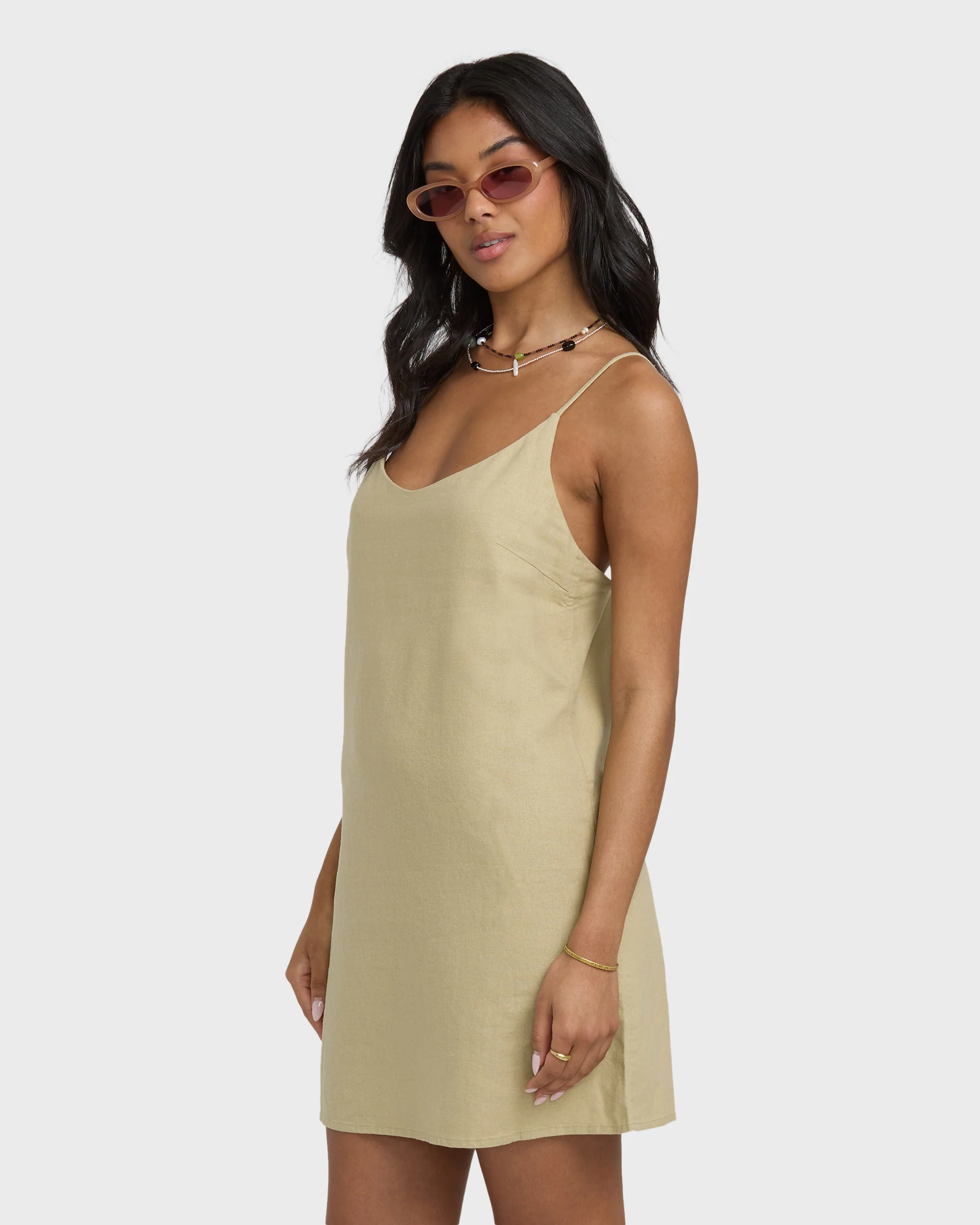 Summer Love Mini Slip Dress - Green Ash - Image 3