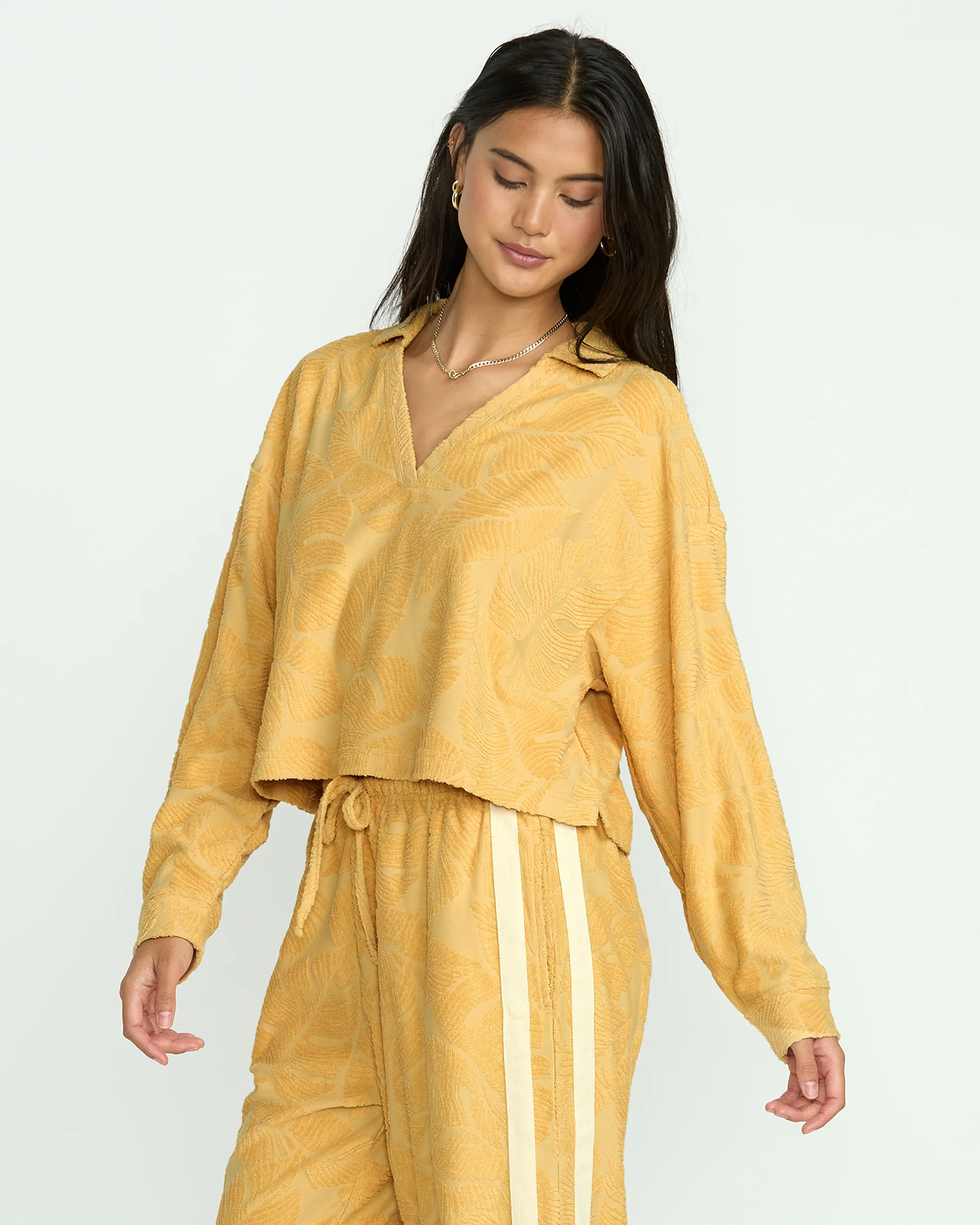 Sun Palm Terry Pullover Sweatshirt - Gold Coast - Image 4