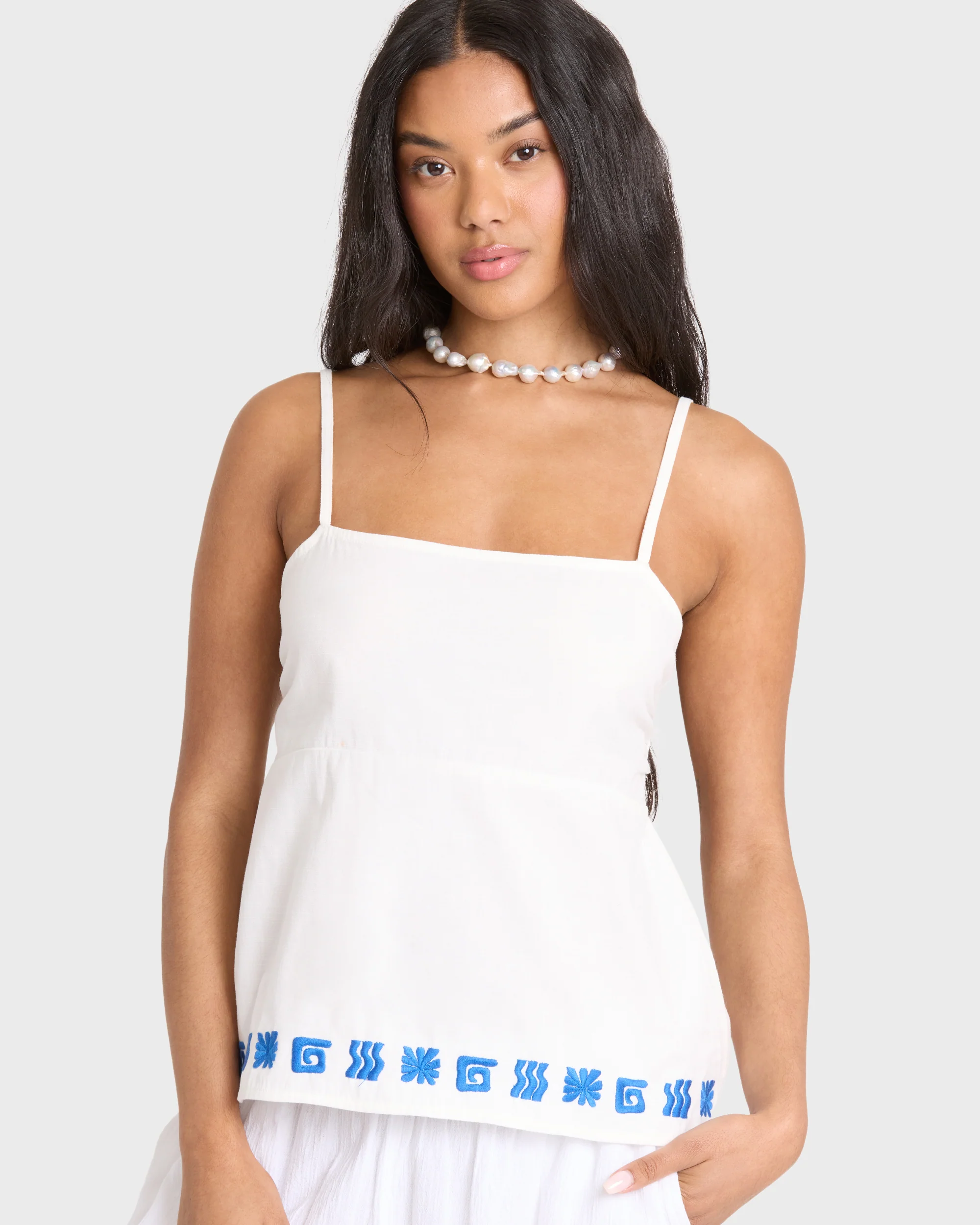 Sun Stamp Woven Tank - Salt Crystal - Image 2