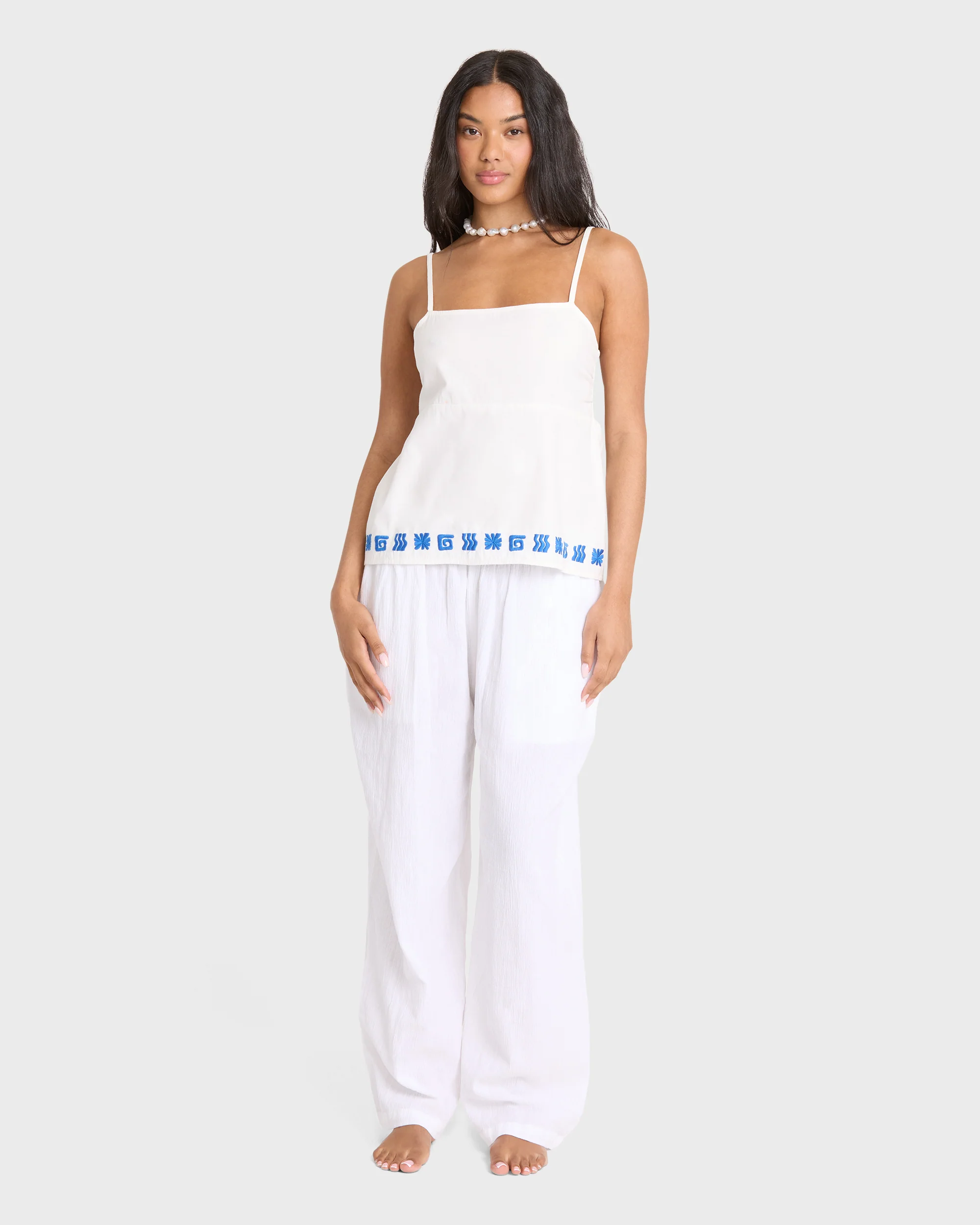 Sun Stamp Woven Tank - Salt Crystal - Image 3