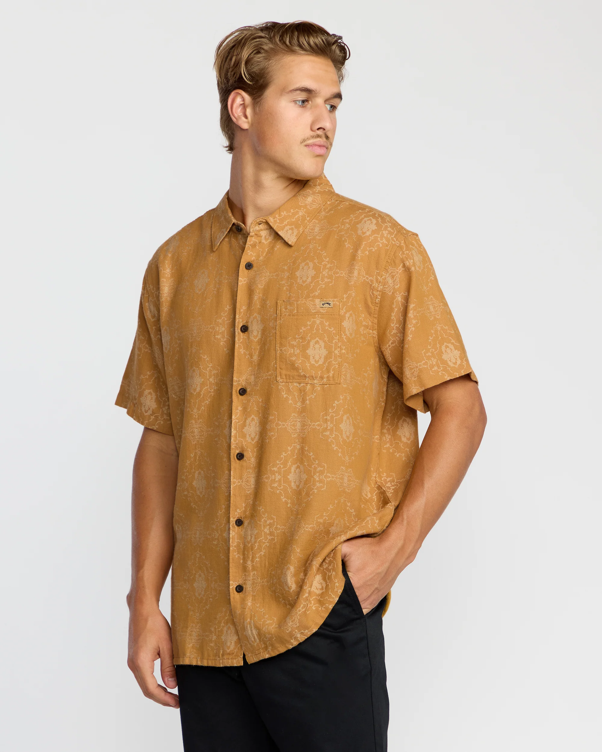 Sundays Jacquard Short Sleeve Shirt - Golden Haze - Image 4