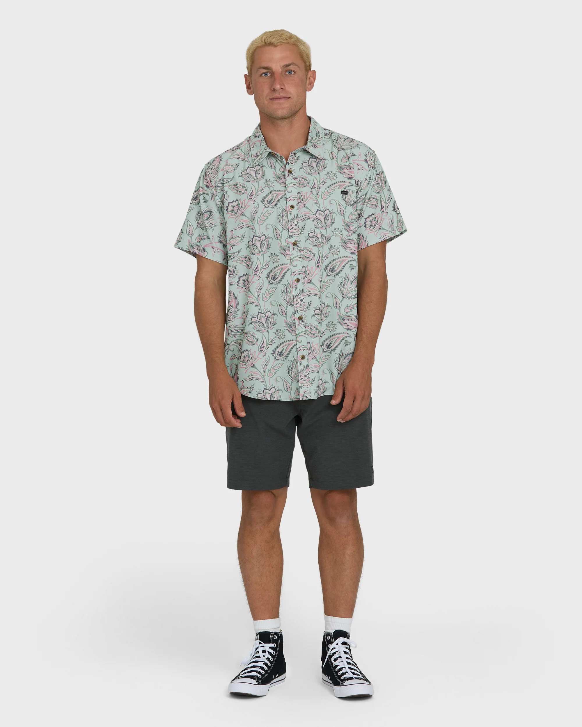 Sundays Lounge Short Sleeve Woven Shirt - Mist Green - Image 4