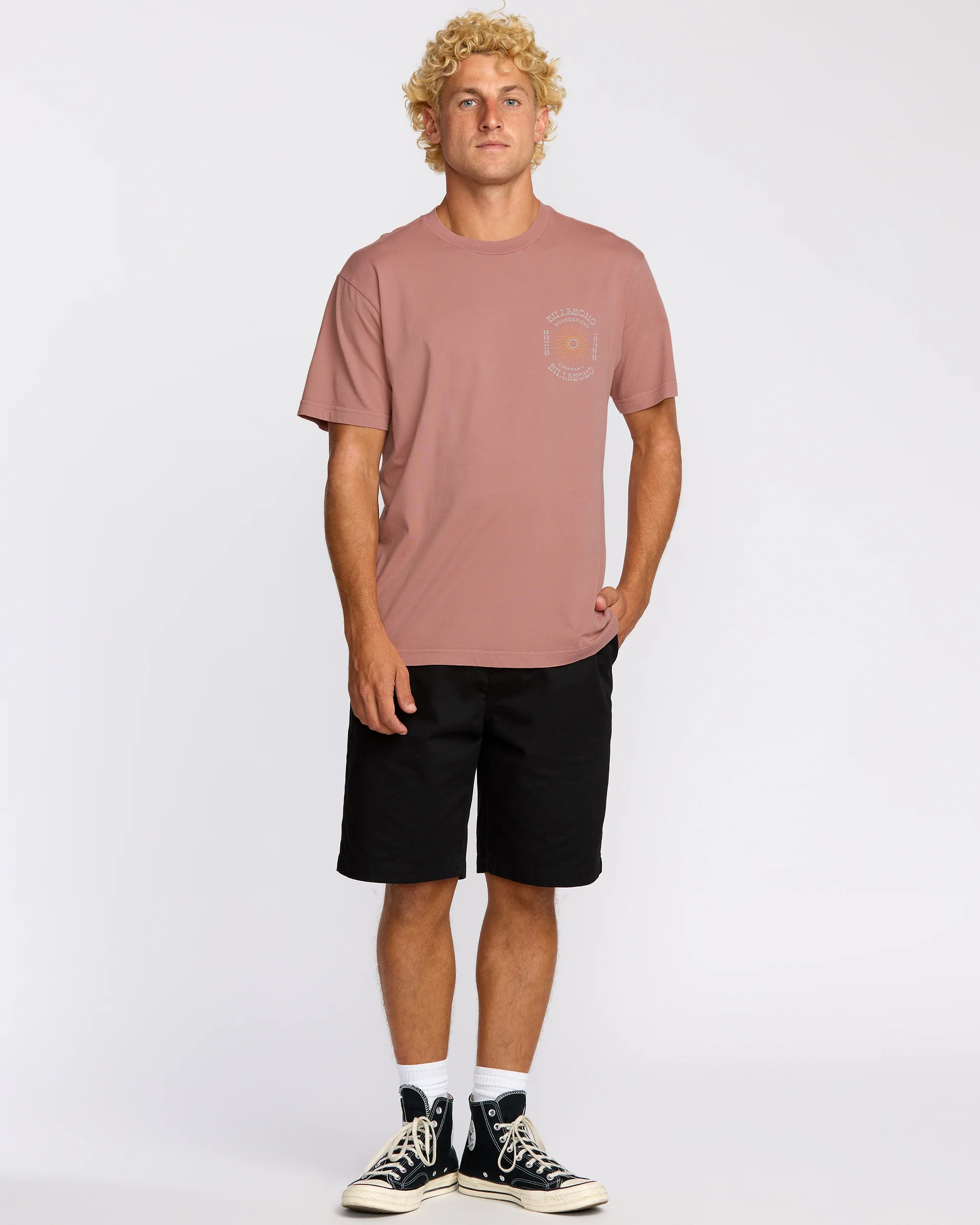 Sunrise Premium Wave Wash Short Sleeve T-Shirt - Dusty Rose - Image 3