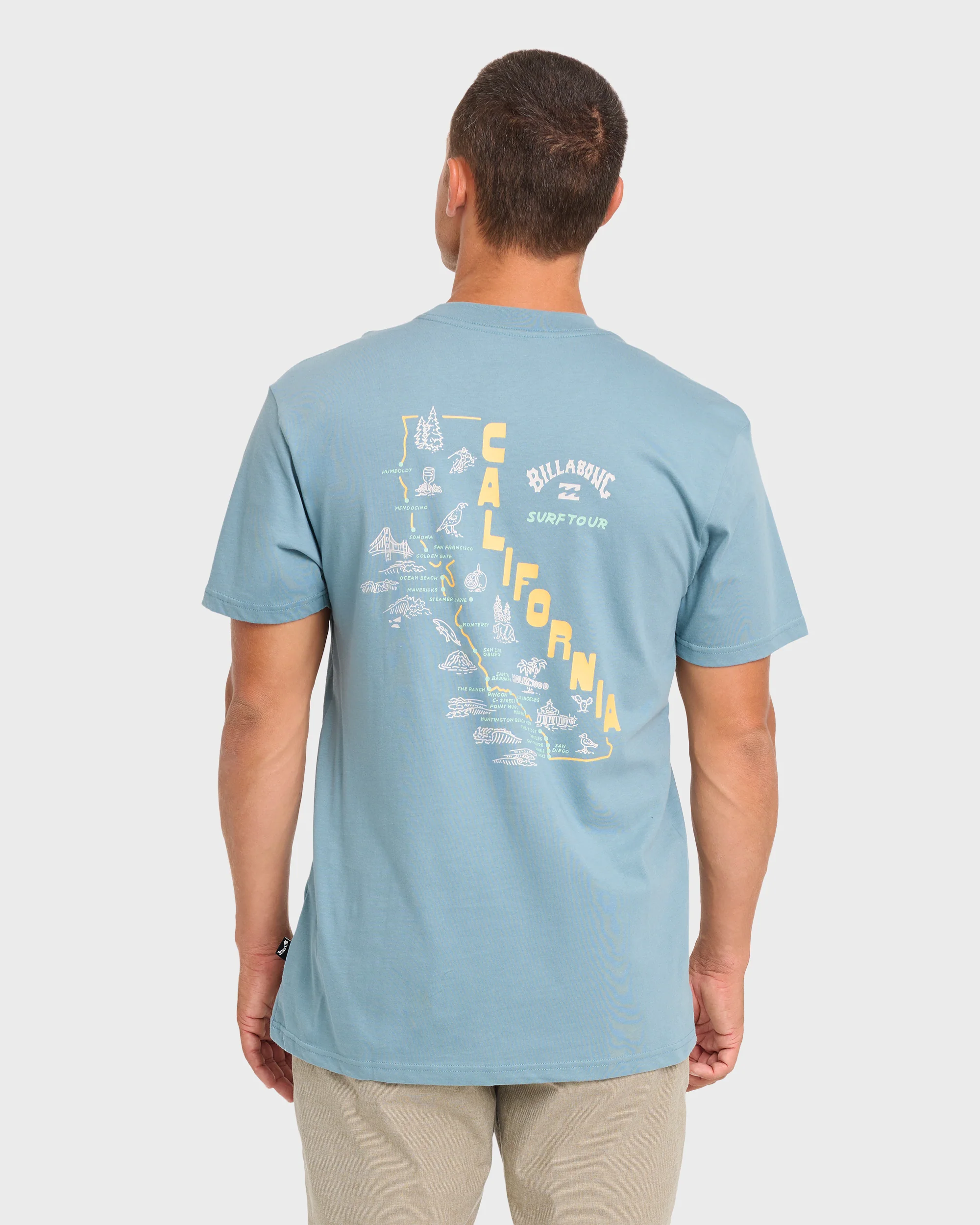 Surf Tour Ca Premium Short Sleeve T-Shirt - Washed Blue - Image 2