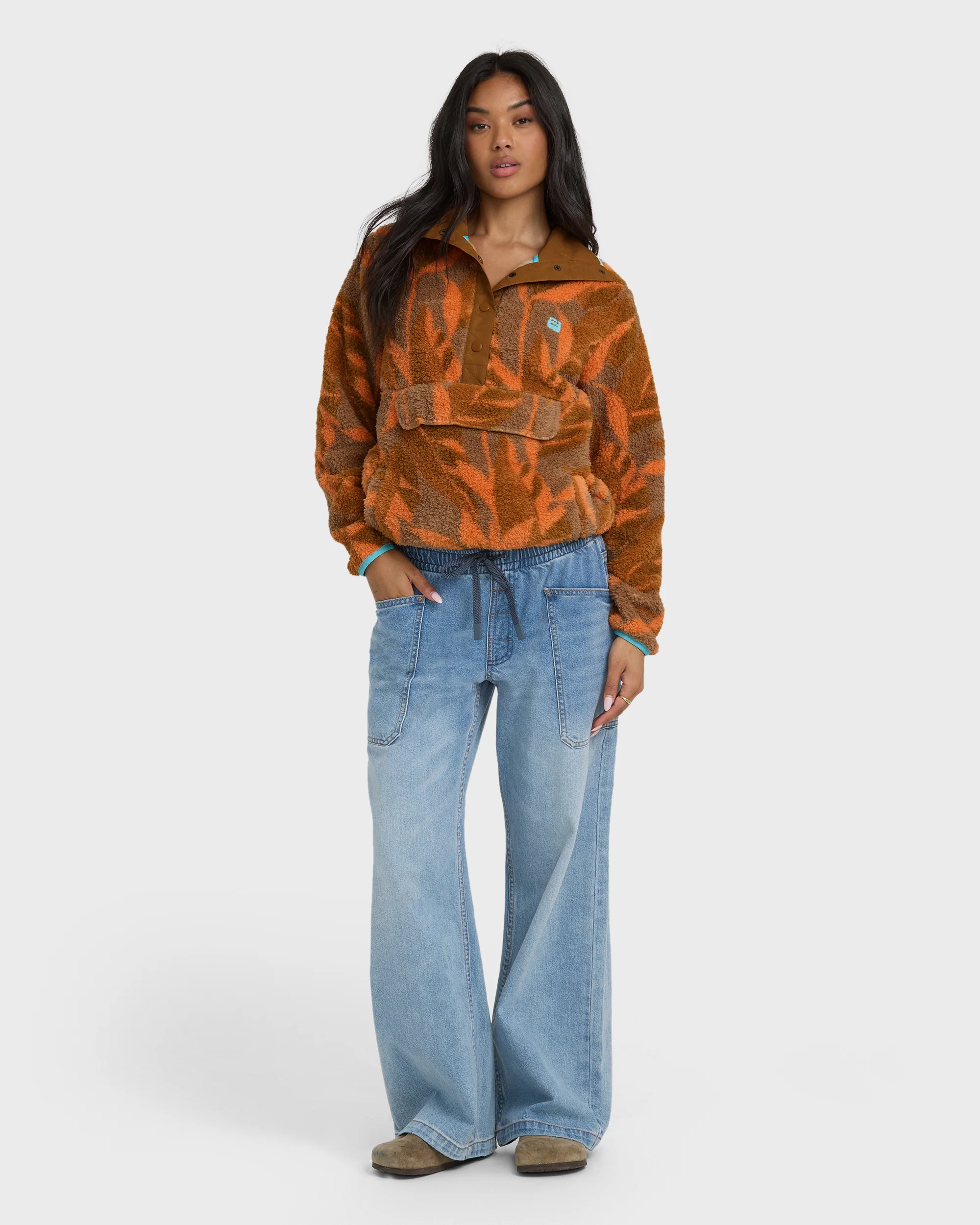 A/Div Switchback Pullover Half Snap Sherpa Fleece - Faded Orange - Image 3