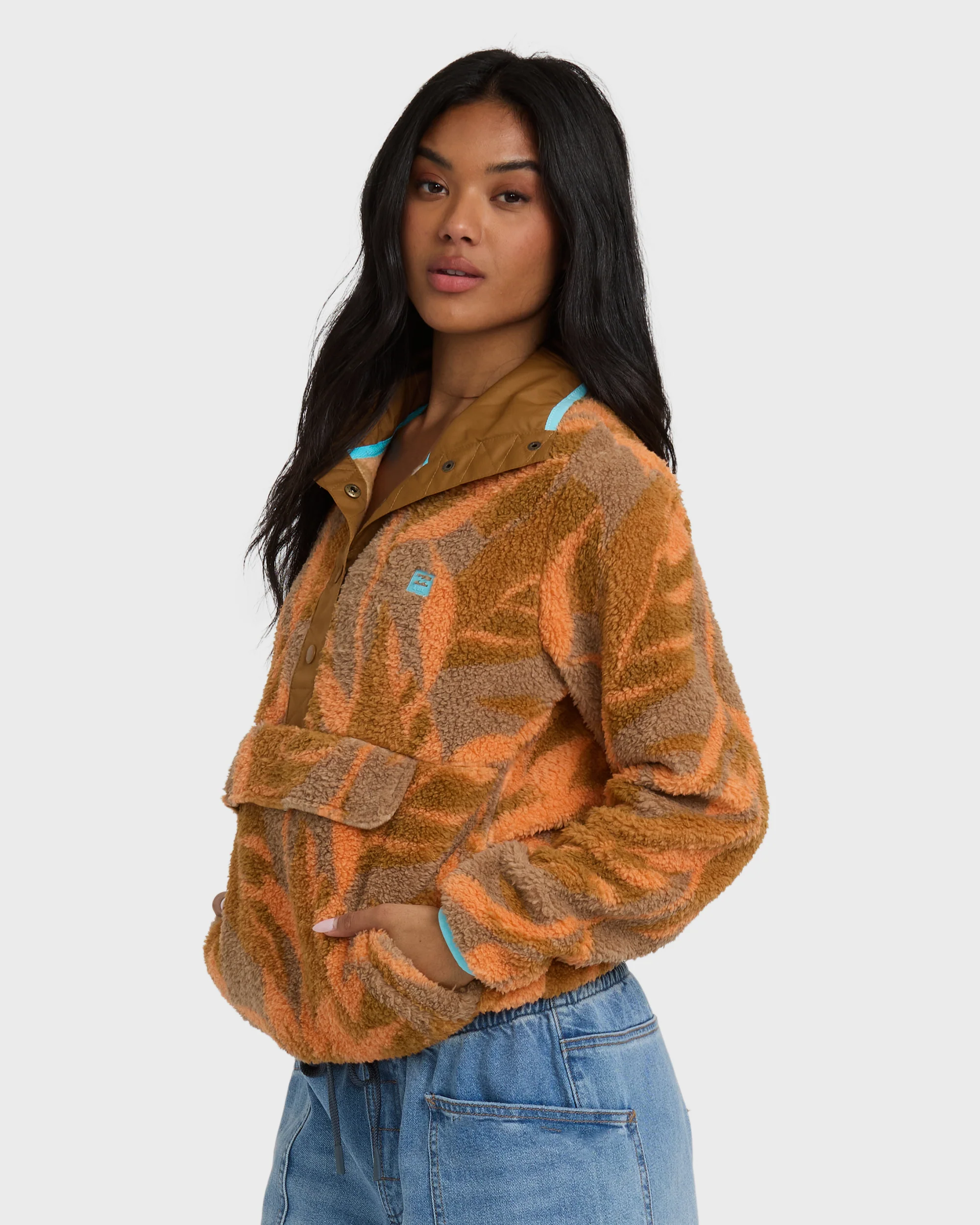 A/Div Switchback Pullover Half Snap Sherpa Fleece - Faded Orange - Image 4