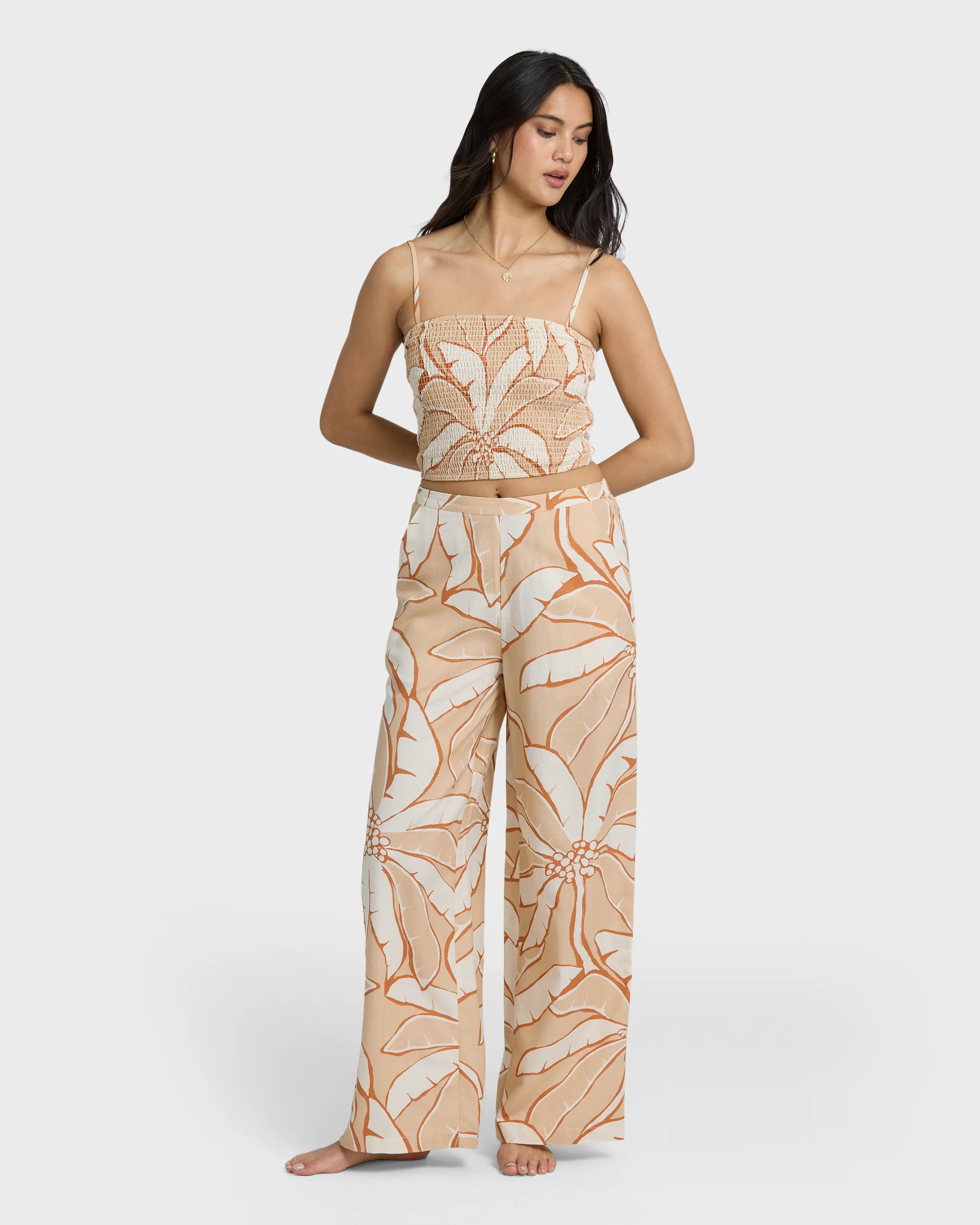 Tropic Breeze Elastic Waist Pants - Stone - Image 3