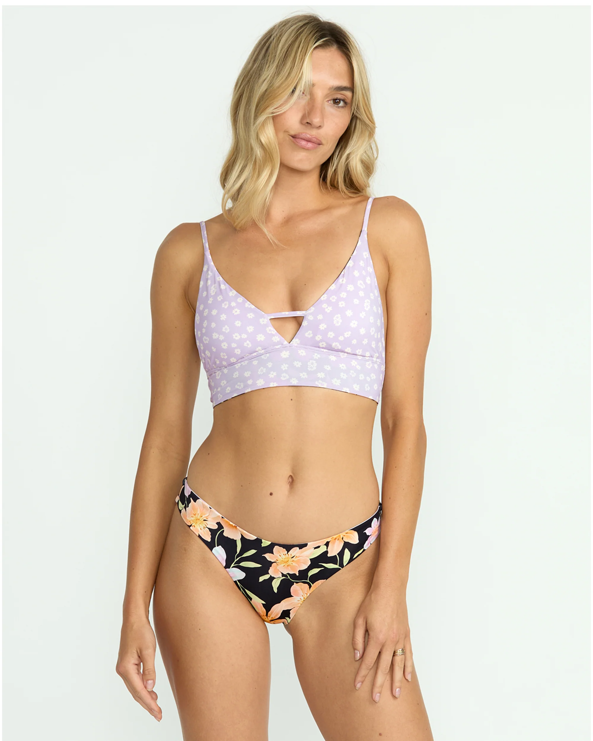 Twin Sol Reversible V Neck Cami Bikini Top - Multi - Image 3