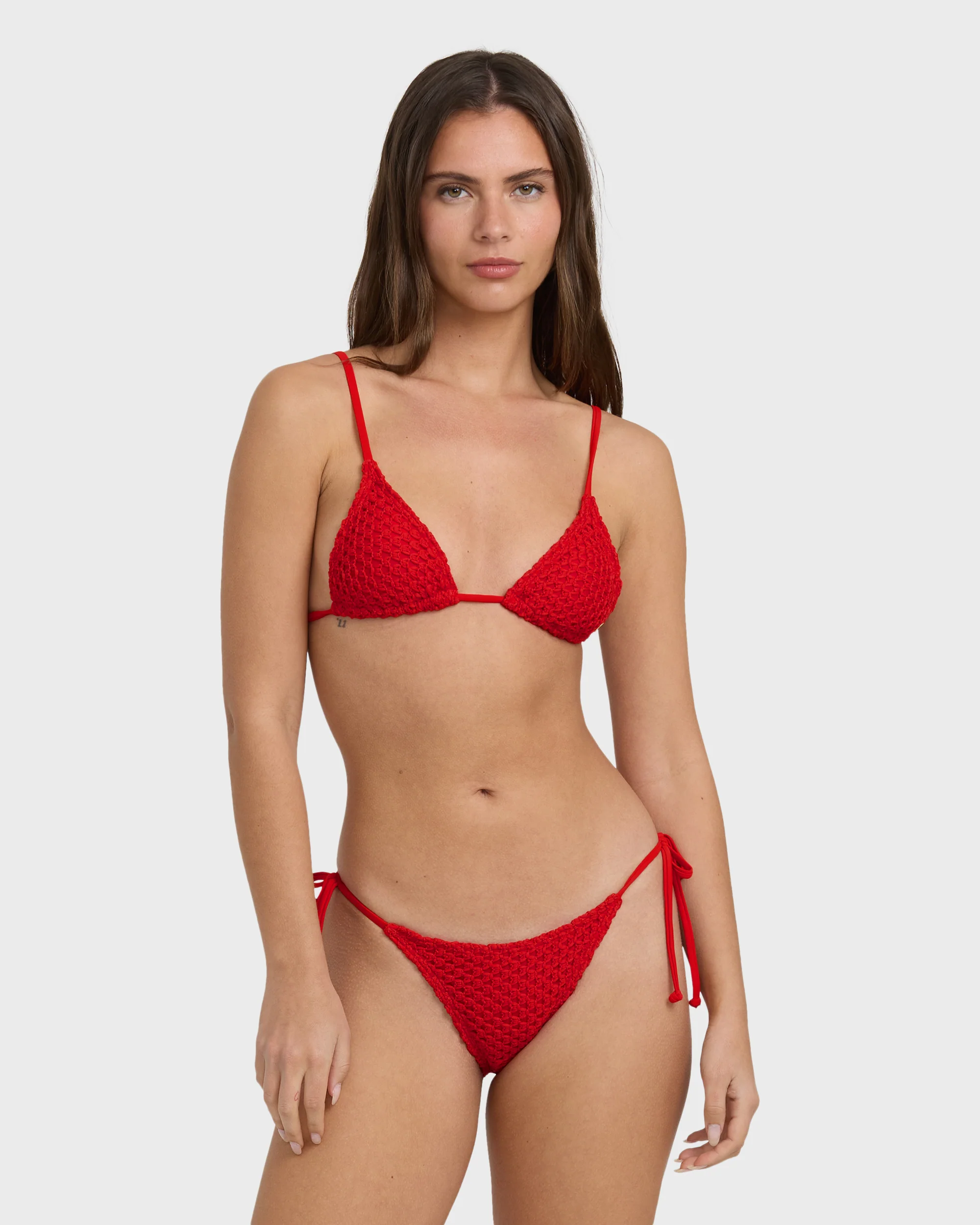 Twisted Tides Mini Slide Triangle Bikini Top - Red Aloha - Image 3