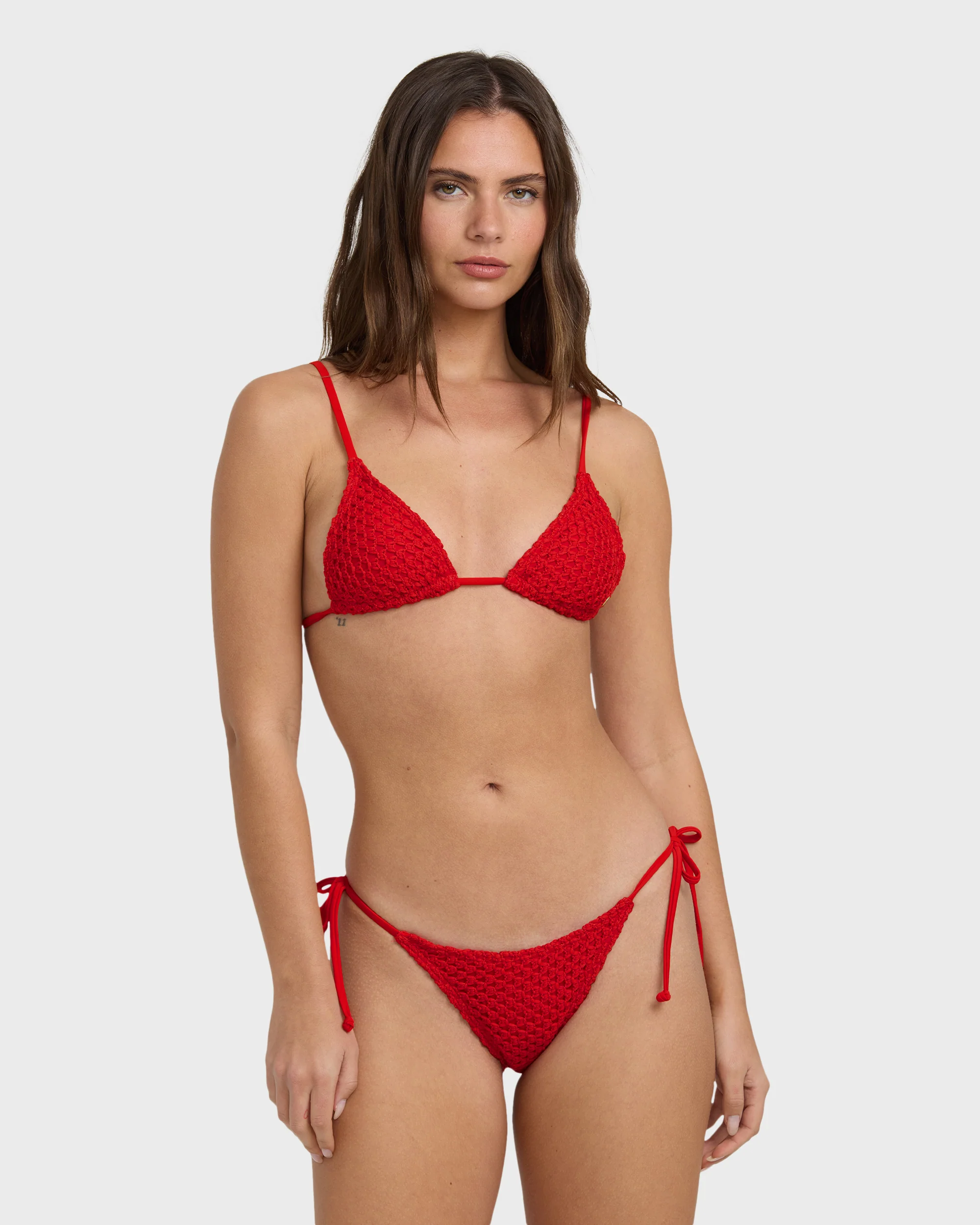 Twisted Tides Mini Slide Triangle Bikini Top - Red Aloha - Image 7