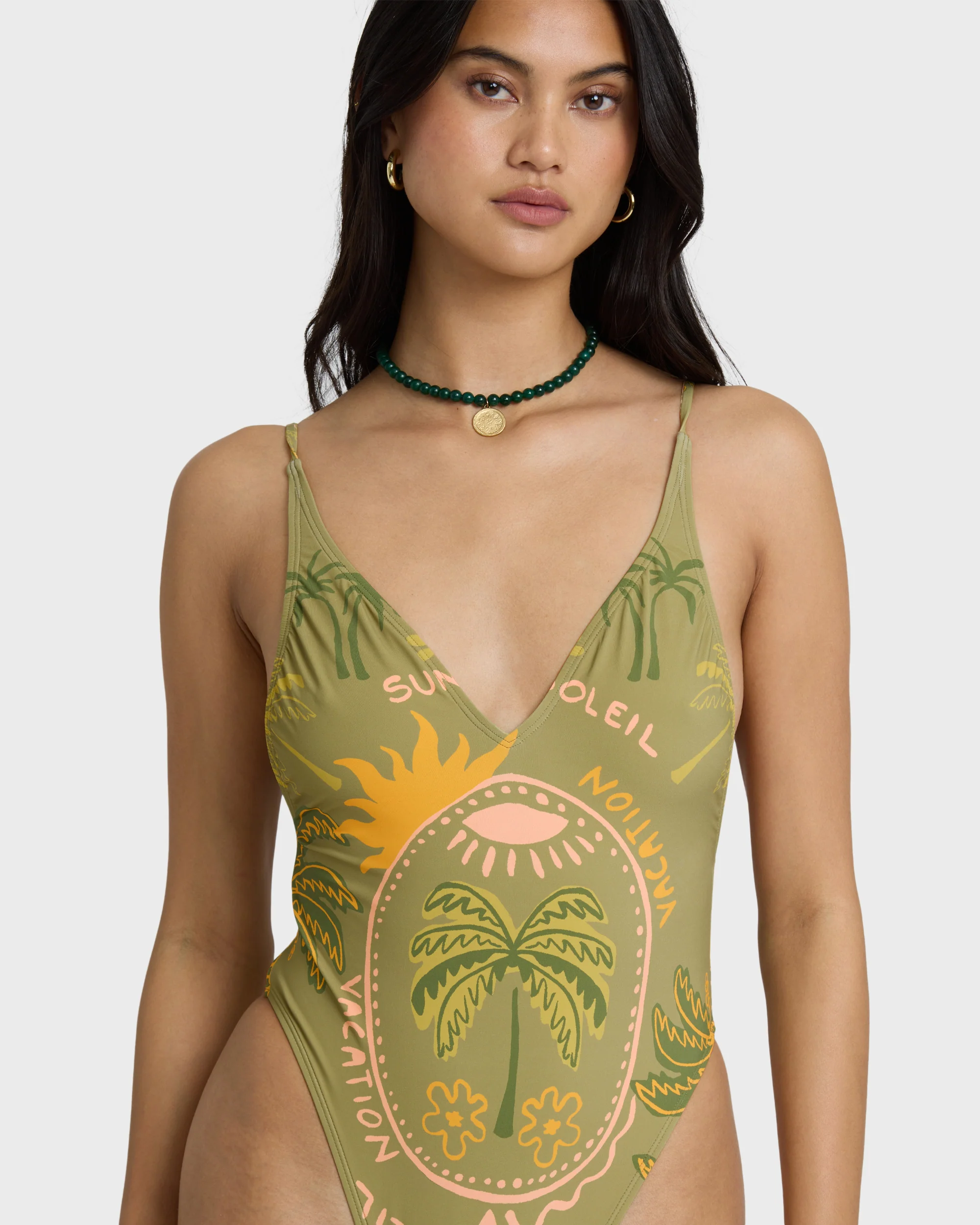 Vaca Soleil Deep V One-piece Swimsuit - Cedar - Image 7