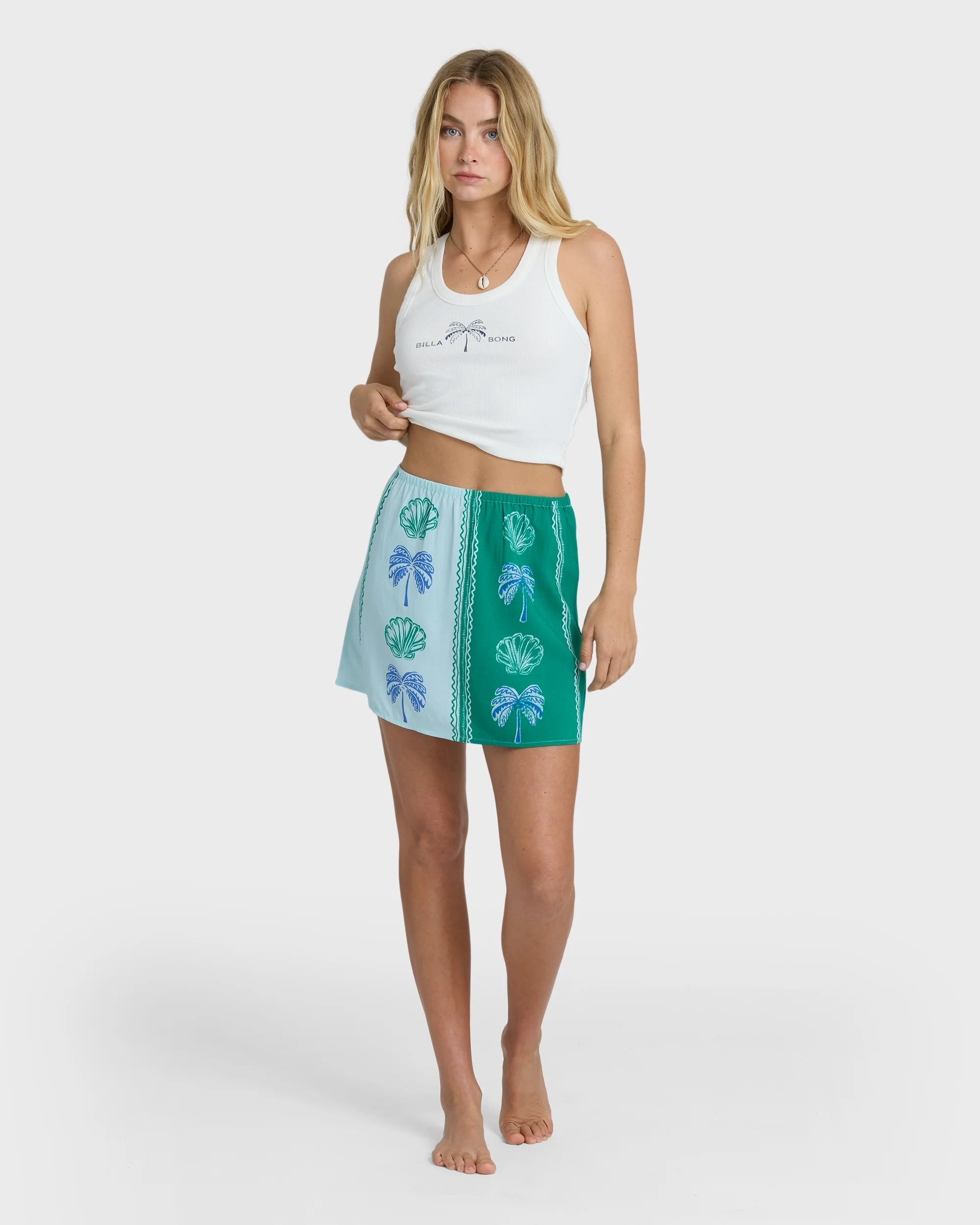 Wave Washed Printed Skirt - Pool Blue - Image 5