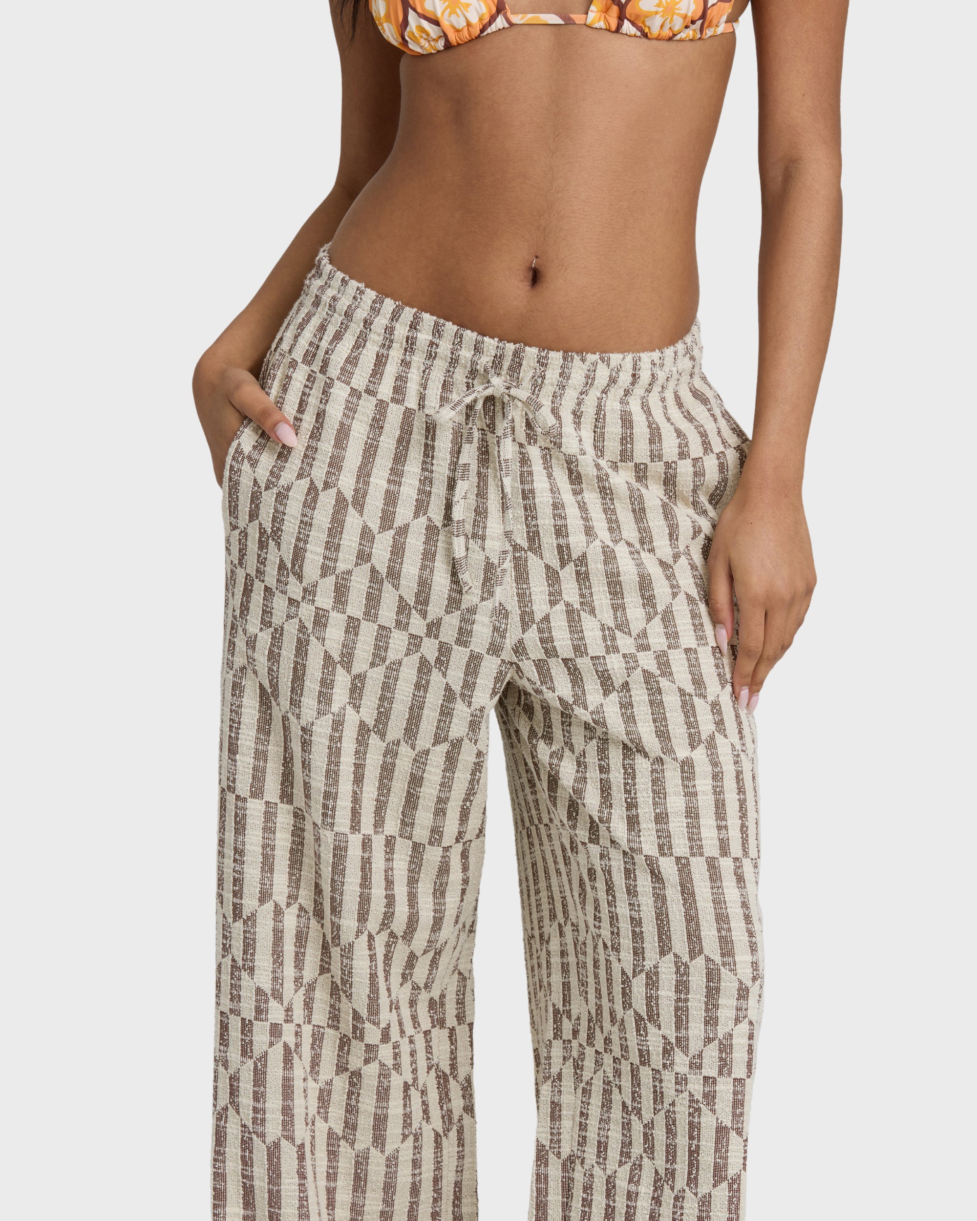 Vivid Wave Elastic Waist Pants - Teak - Image 4