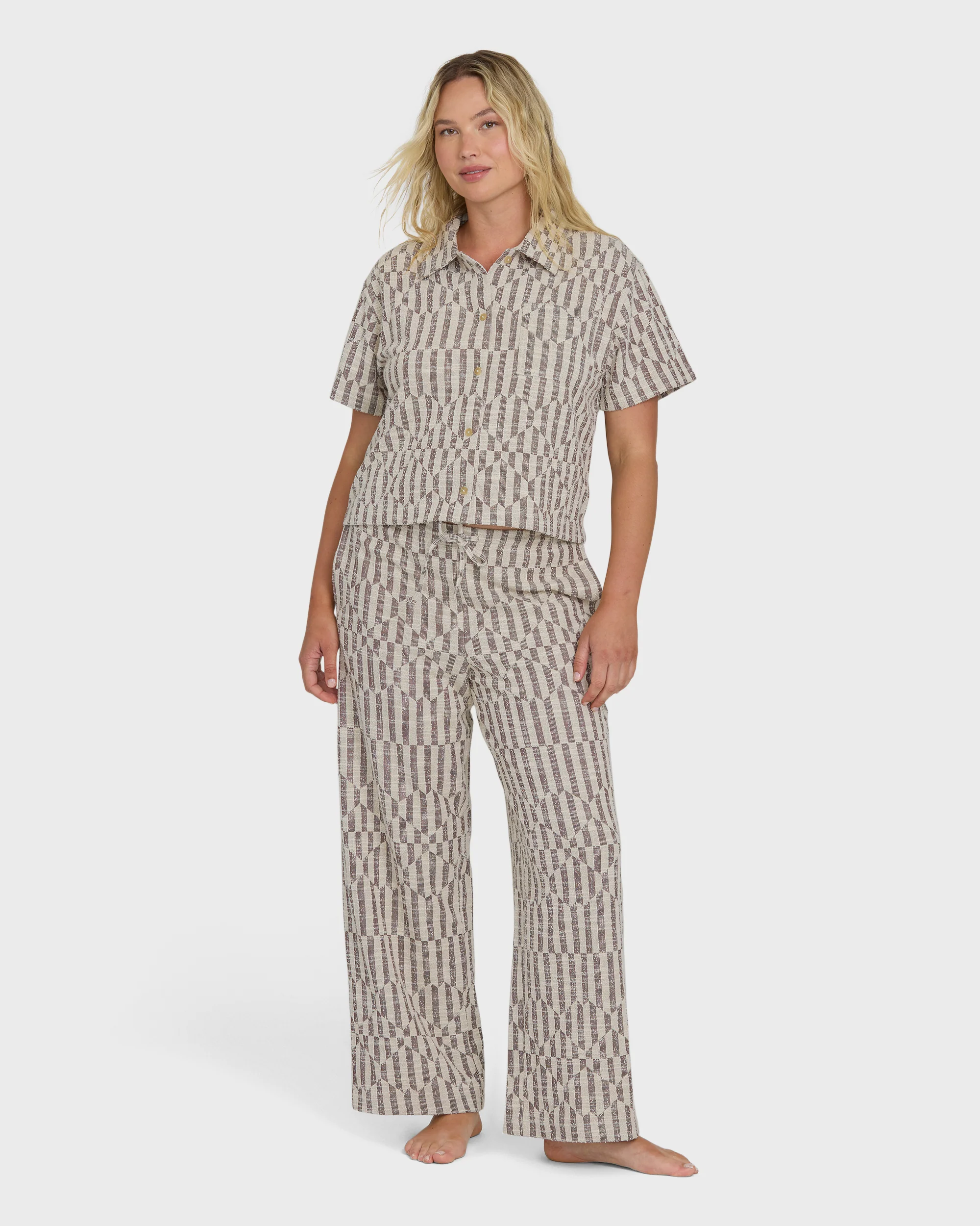 Vivid Wave Elastic Waist Pants - Teak - Image 8
