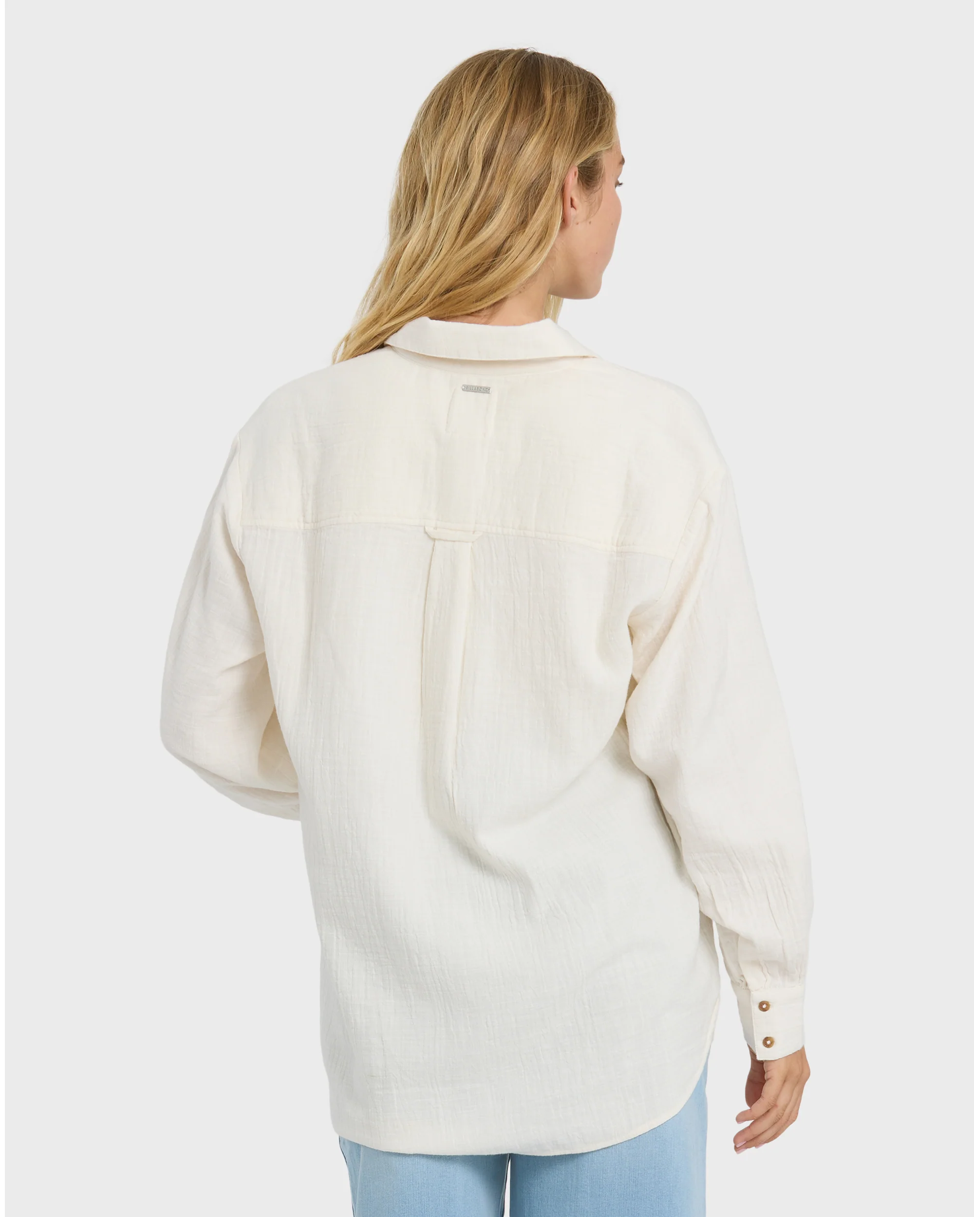 Wanderer Solid Long Sleeve Woven Shirt - Salt Crystal - Image 4