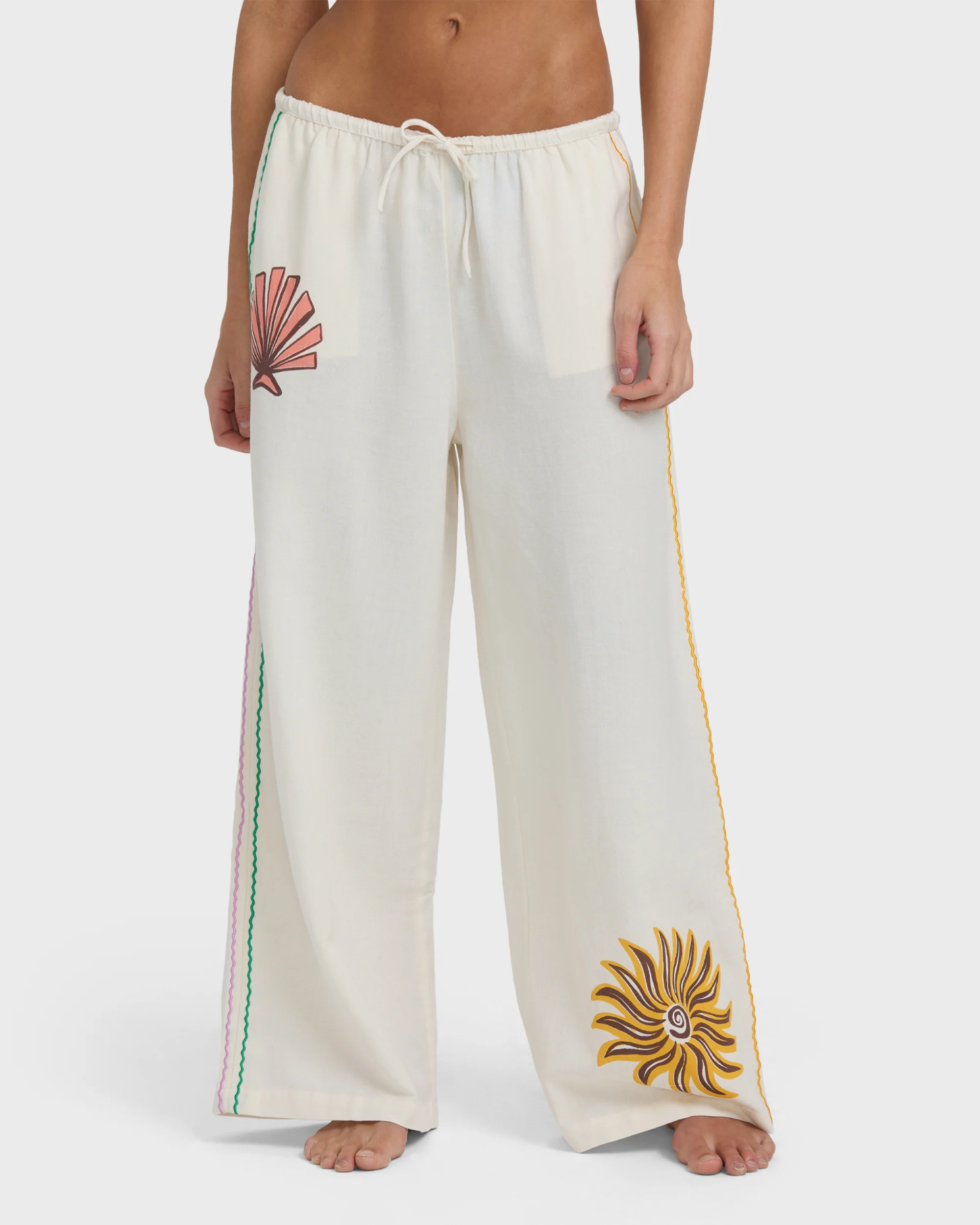 Wave Haze Elastic Waist Pants - Salt Crystal - Image 2